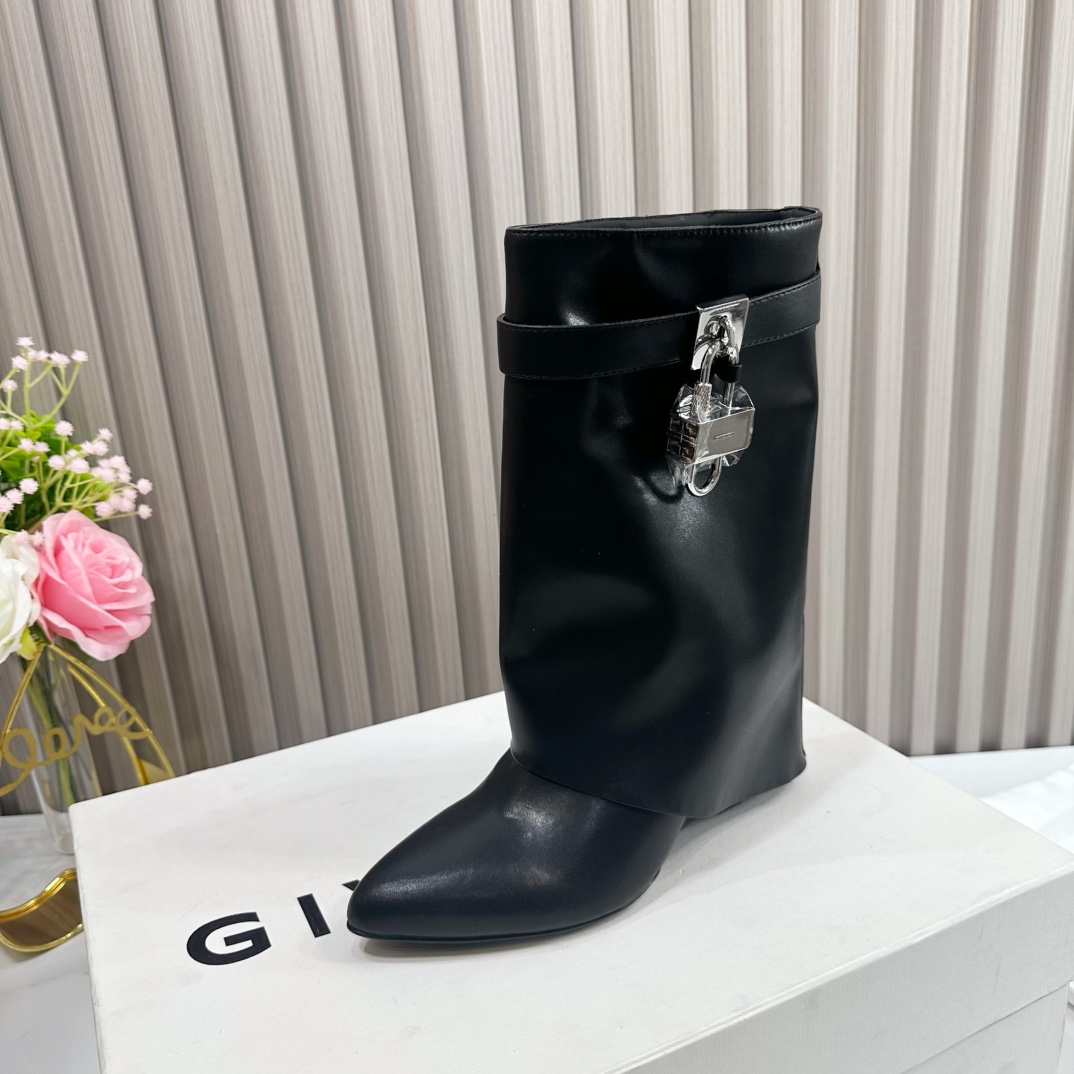 Givenchy Shark Lock Leather Knee-high Boots - DopestKickz