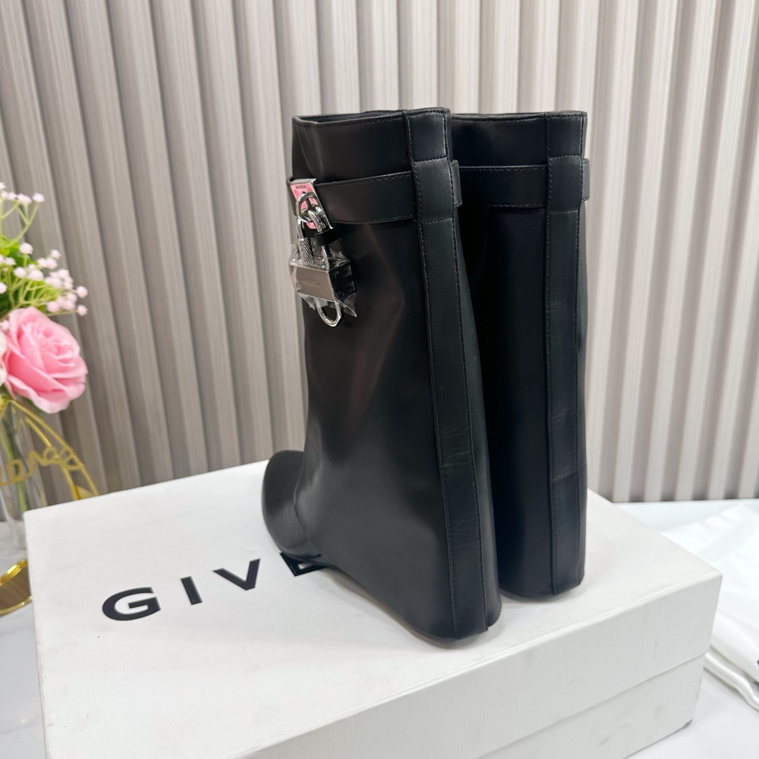 Givenchy Shark Lock Leather Knee-high Boots - DopestKickz