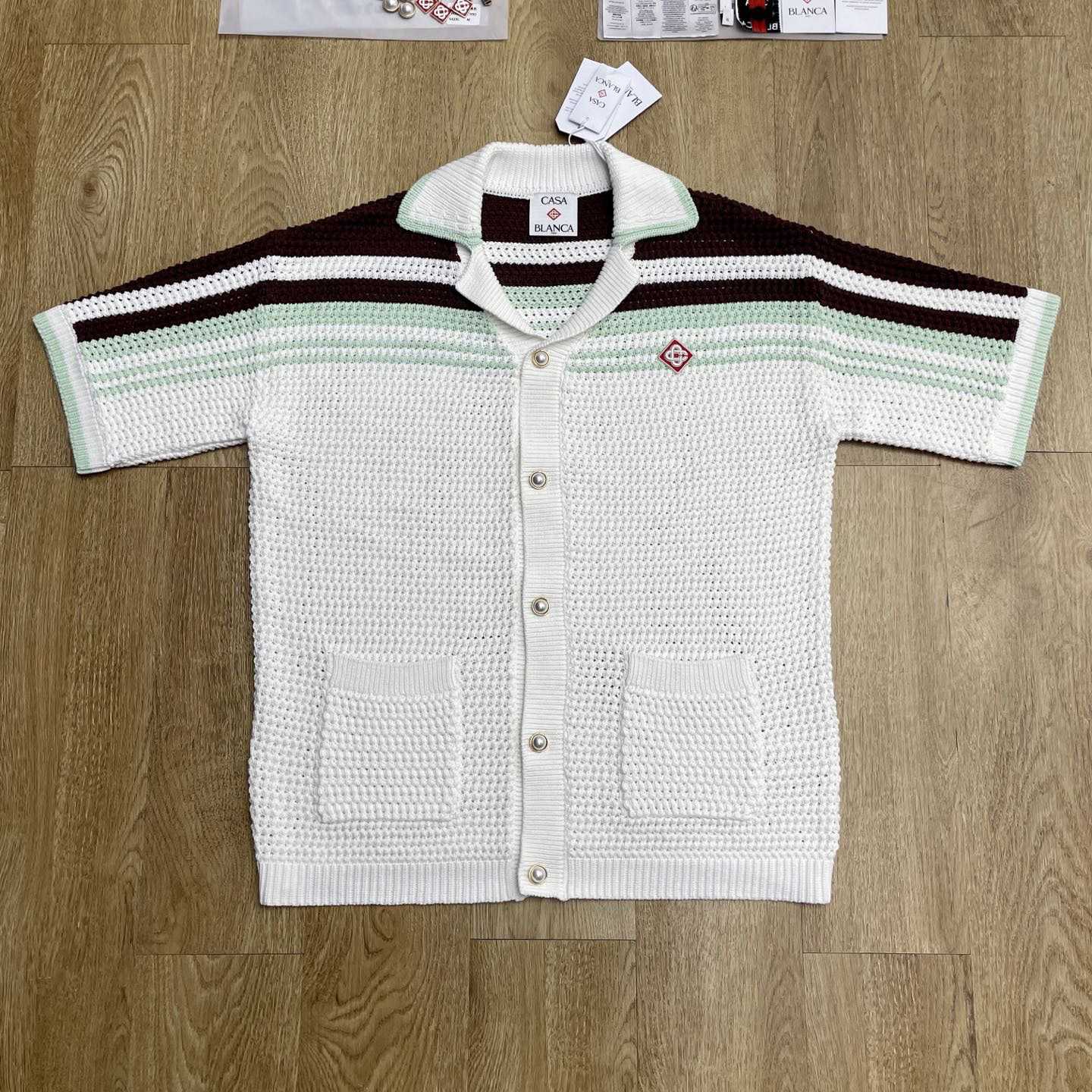 Casablanca Cotton Tennis Short Sleeve Crochet Shirt    Z6033 - DopestKickz