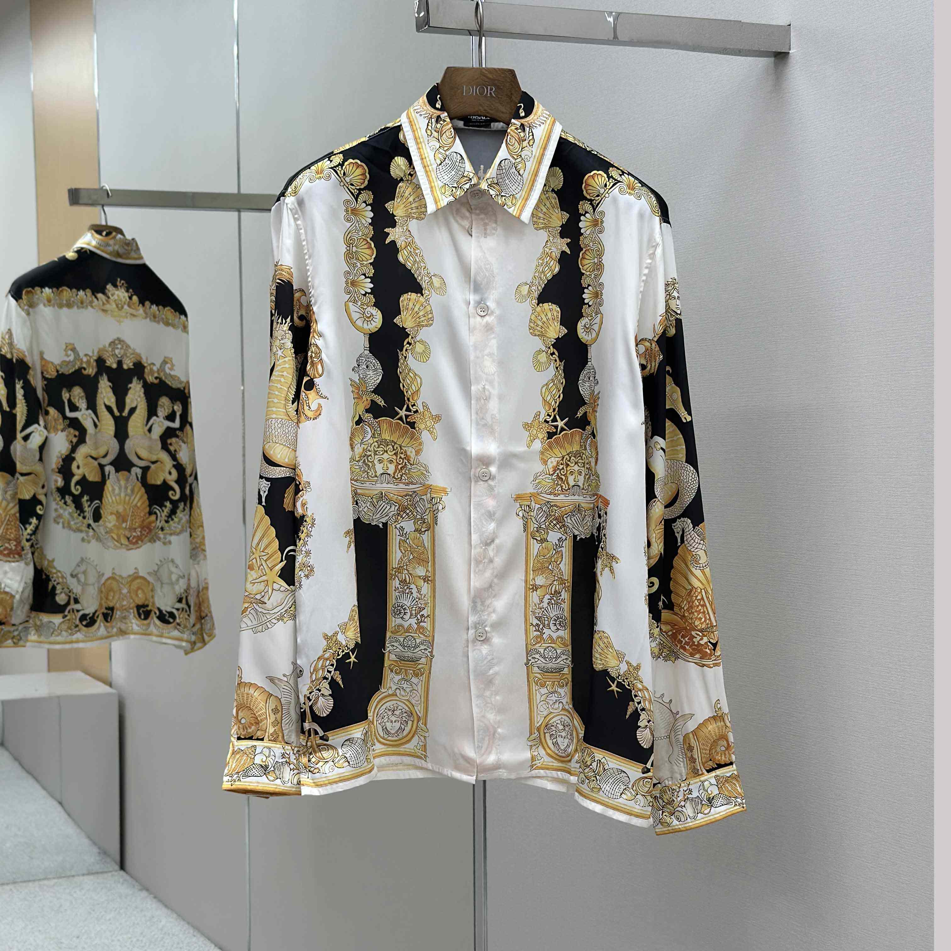 Versace Coral Theatre Silk Shirt - DopestKickz