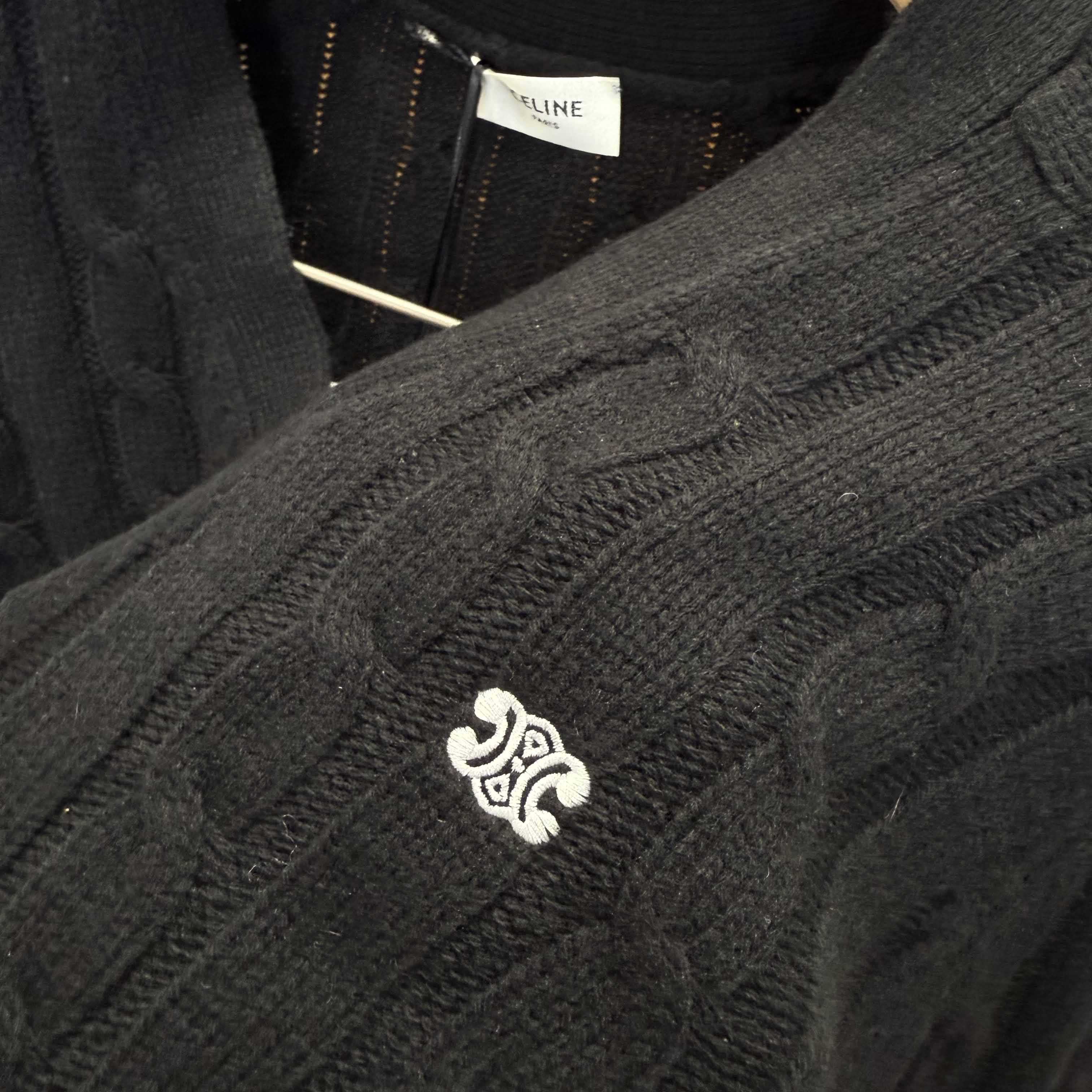 Celine Triomphe Cardigan In Cable-Knit Cashmere - DopestKickz