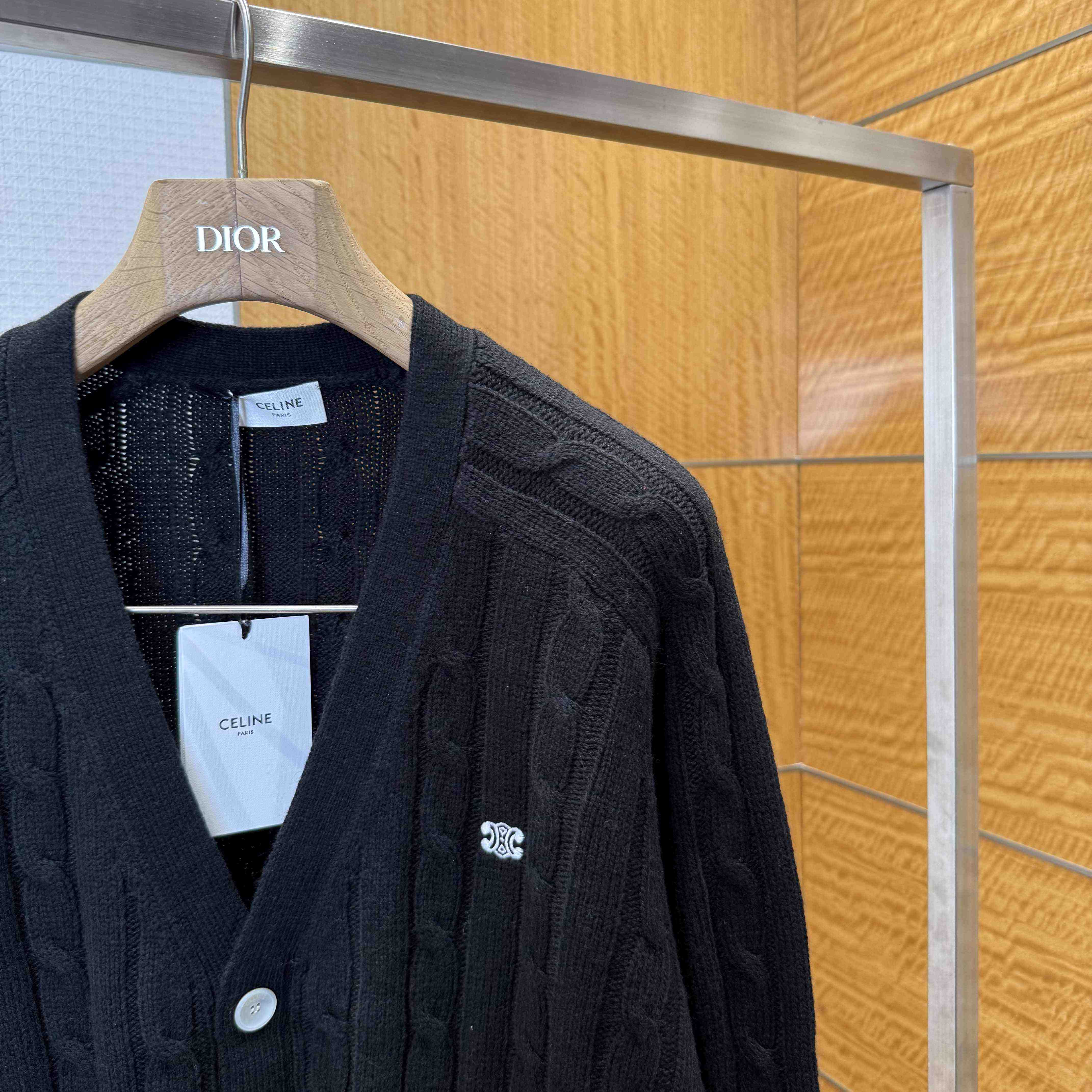 Celine Triomphe Cardigan In Cable-Knit Cashmere - DopestKickz