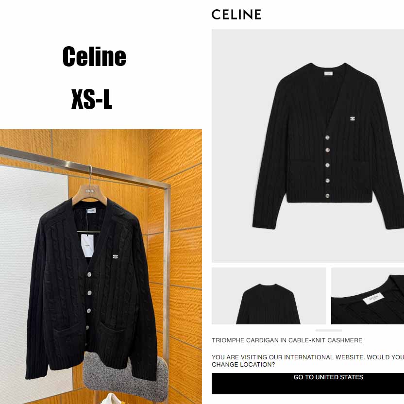 Celine Triomphe Cardigan In Cable-Knit Cashmere - DopestKickz