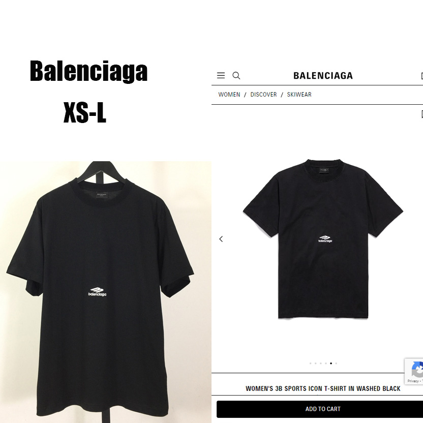 Balenciaga 3B Sports Icon T-Shirt In Washed Black Dry Fleece - DopestKickz