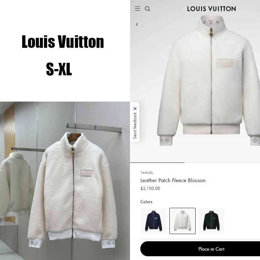 Louis Vuitton Leather Patch Fleece Blouson   1AHUGL - DopestKickz