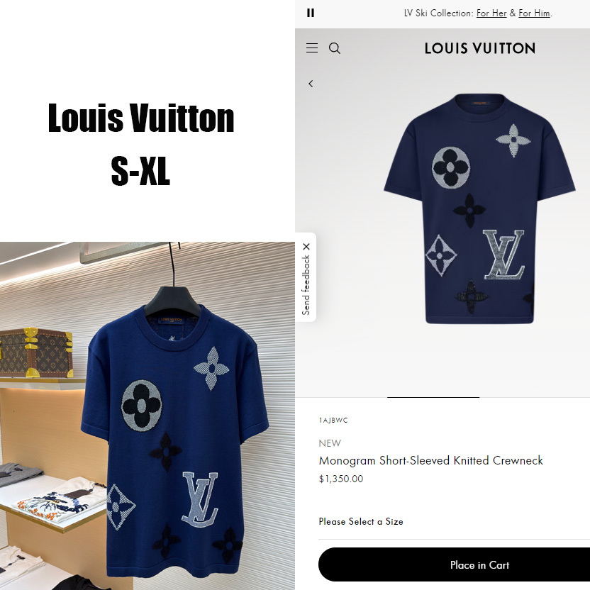 Louis Vuitton Monogram Short-Sleeved Knitted Crewneck    1AJBWC - DopestKickz
