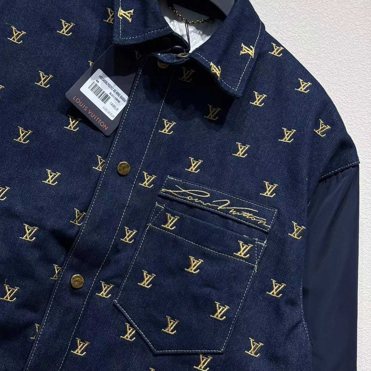 Louis Vuitton Upcycled Denim Varsity Jacket    - DopestKickz
