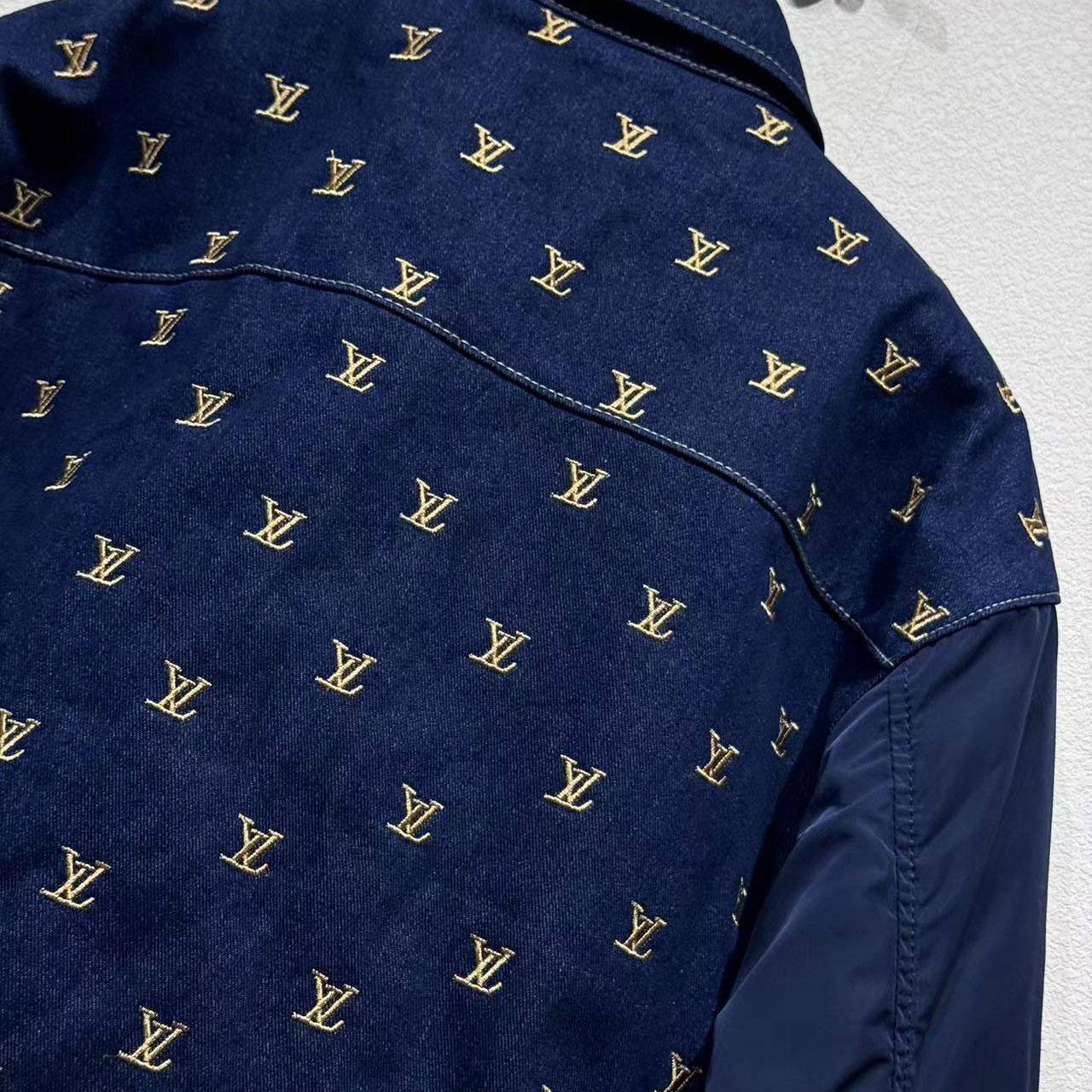 Louis Vuitton Upcycled Denim Varsity Jacket    - DopestKickz