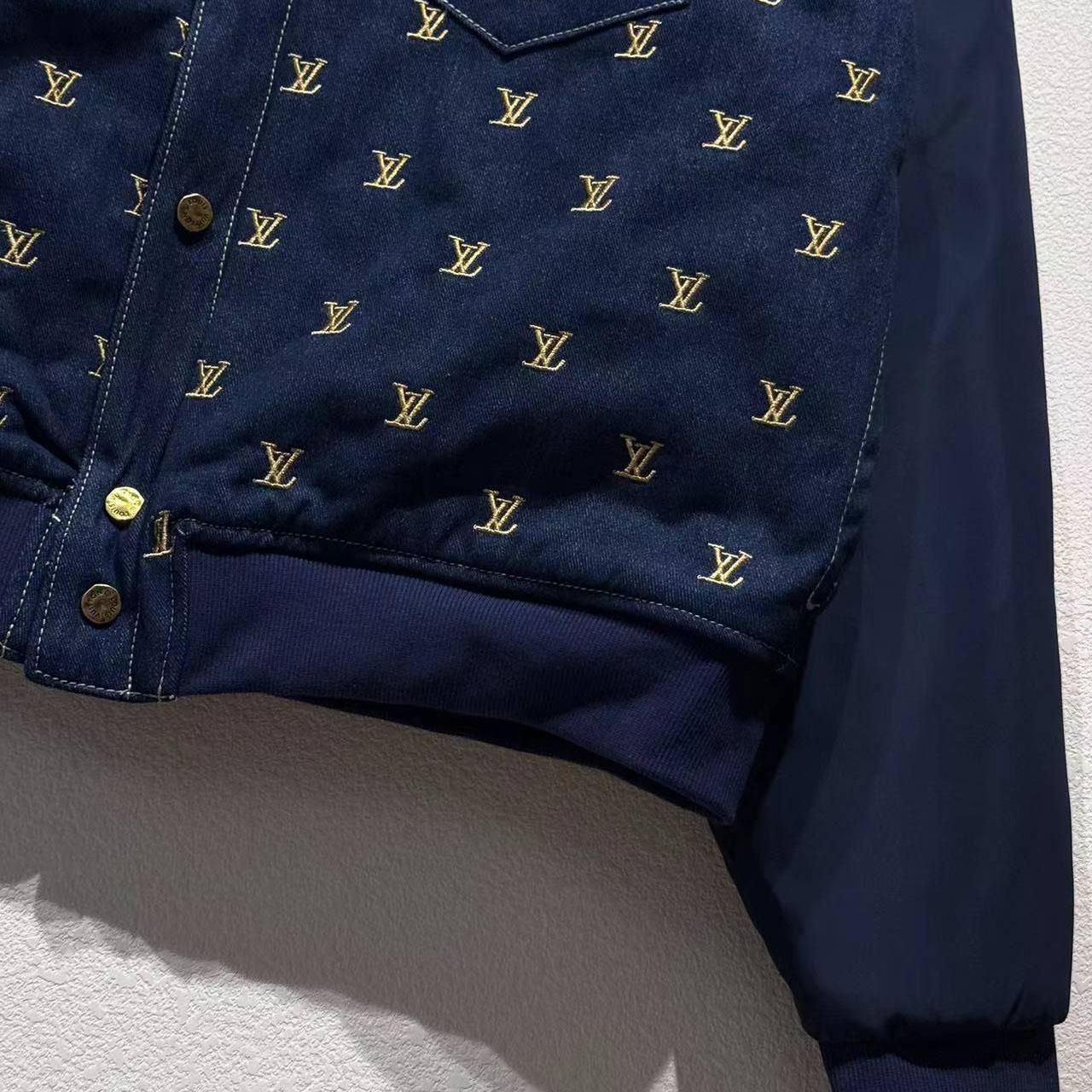 Louis Vuitton Upcycled Denim Varsity Jacket    - DopestKickz