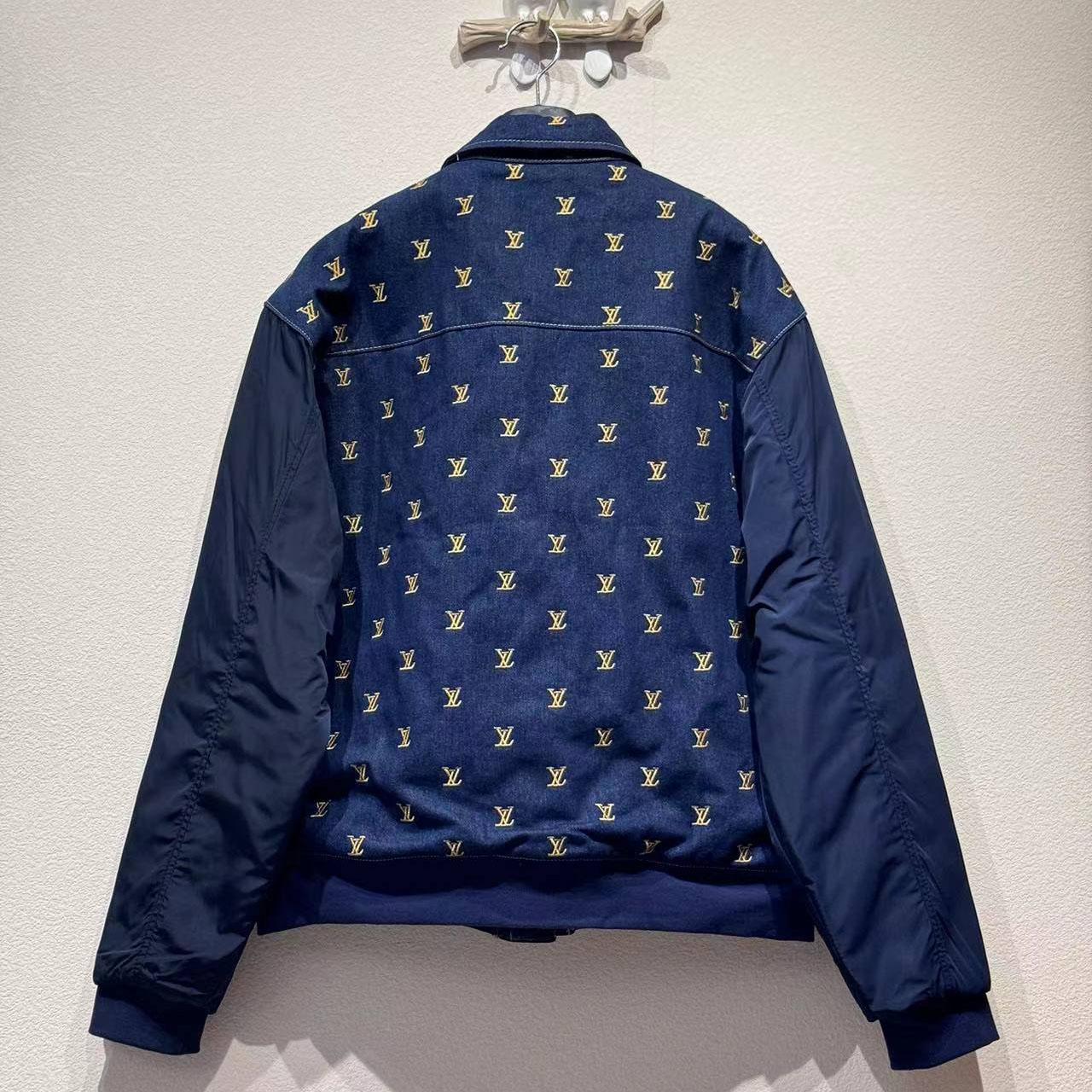Louis Vuitton Upcycled Denim Varsity Jacket    - DopestKickz