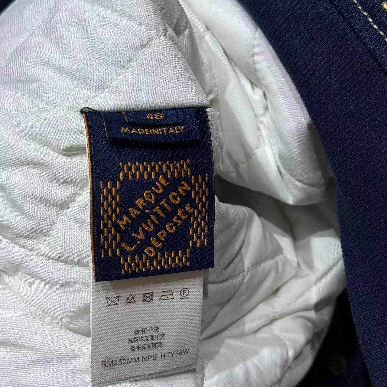 Louis Vuitton Upcycled Denim Varsity Jacket    - DopestKickz