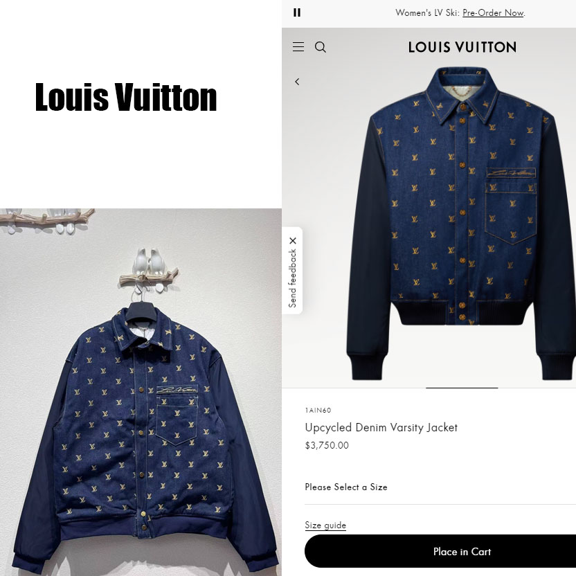 Louis Vuitton Upcycled Denim Varsity Jacket    - DopestKickz