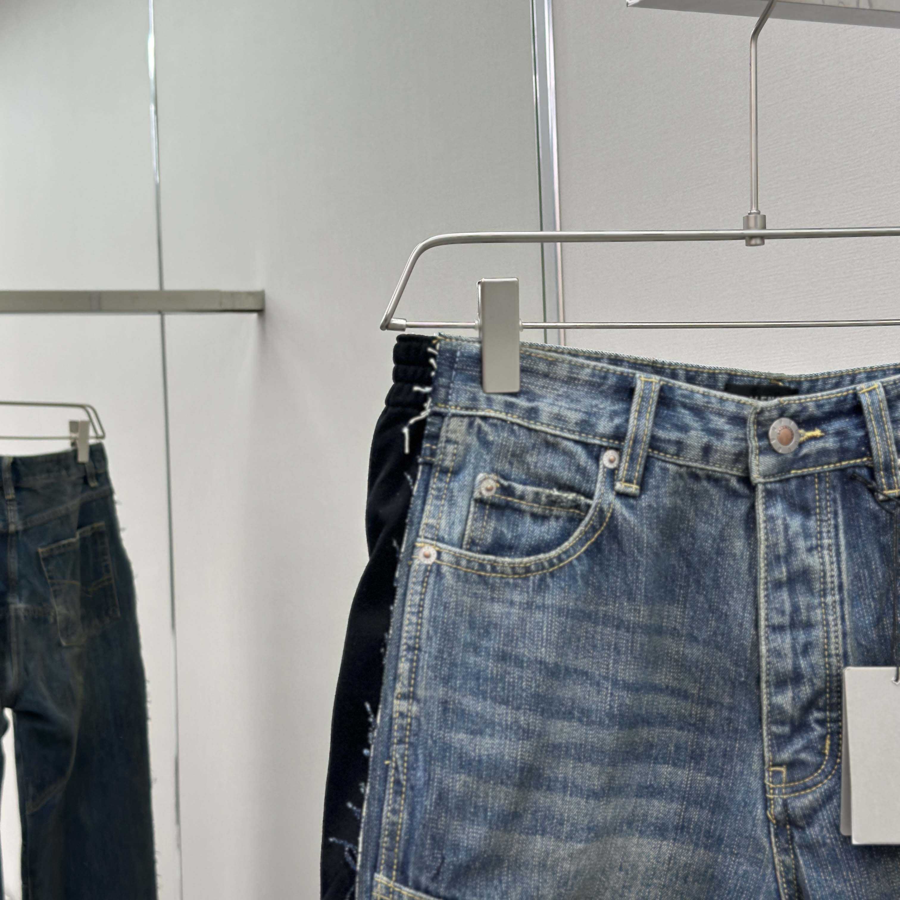 Balenciaga Cut-Up Tracksuit Pants In Blue Denim - DopestKickz