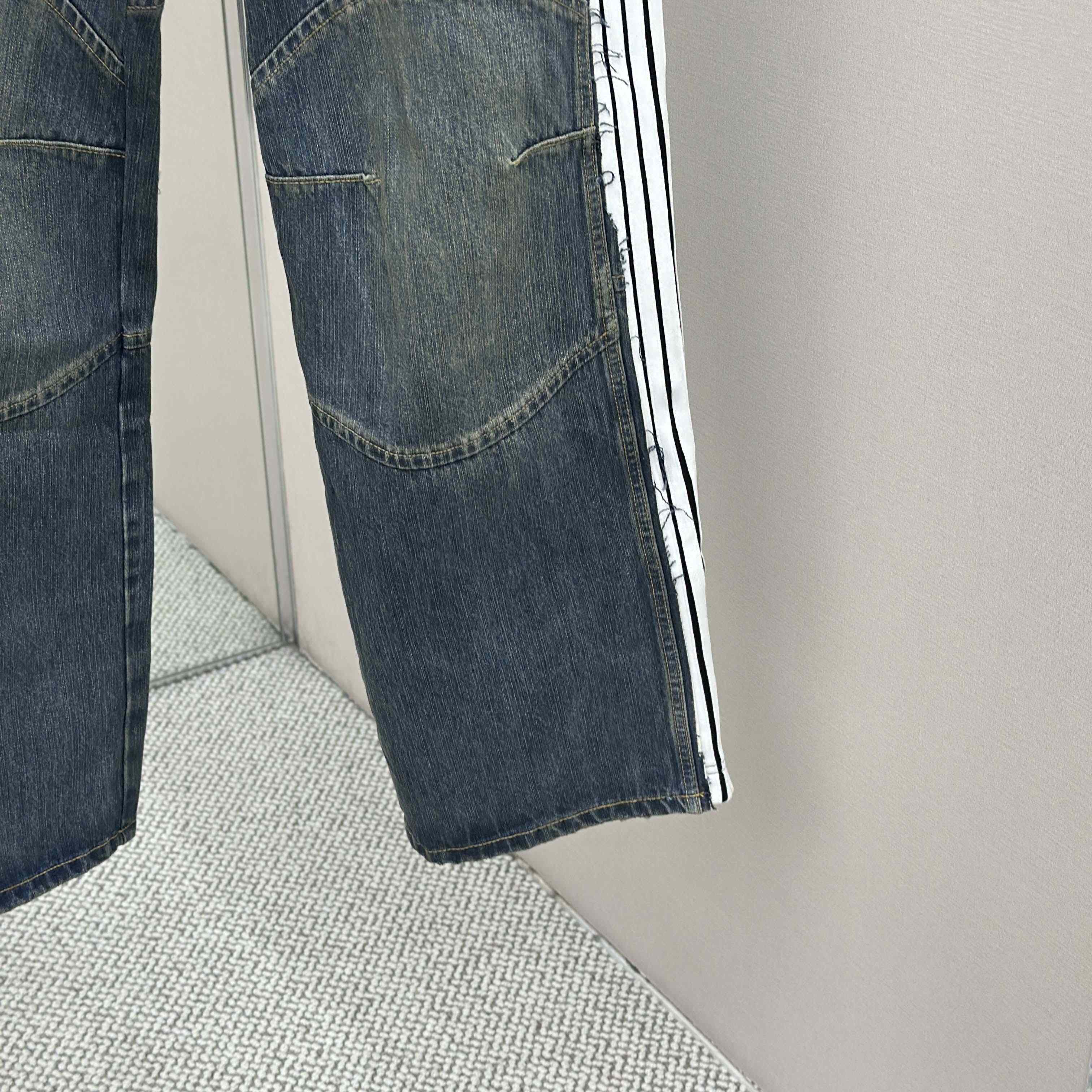 Balenciaga Cut-Up Tracksuit Pants In Blue Denim - DopestKickz