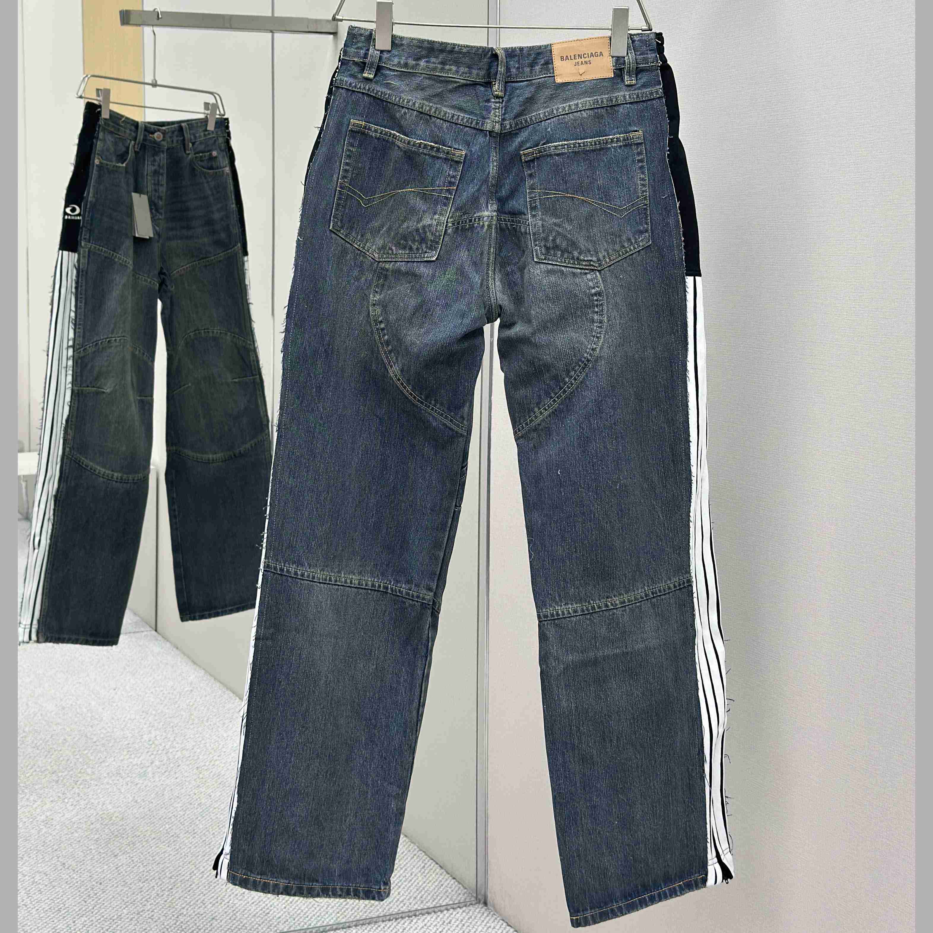 Balenciaga Cut-Up Tracksuit Pants In Blue Denim - DopestKickz