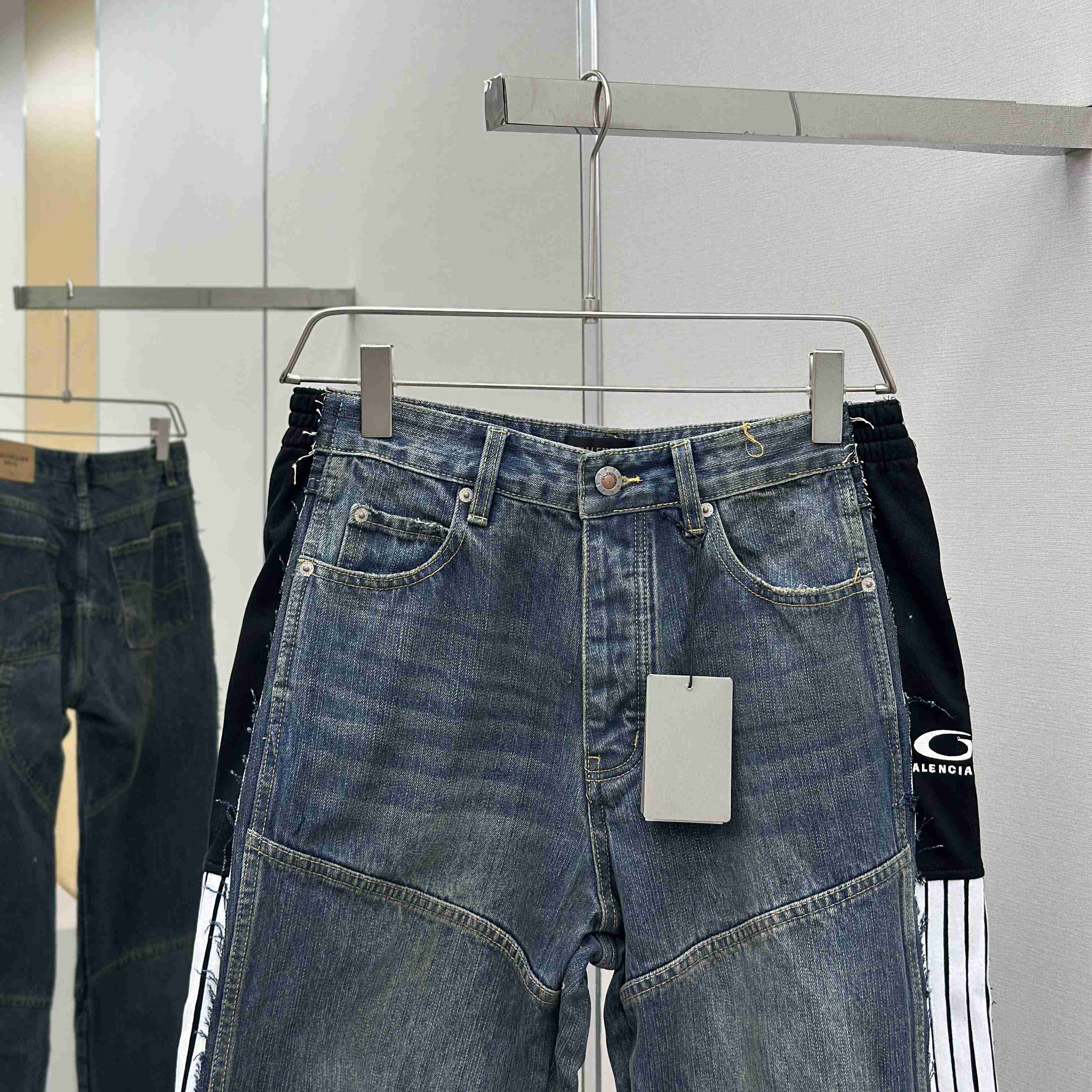 Balenciaga Cut-Up Tracksuit Pants In Blue Denim - DopestKickz