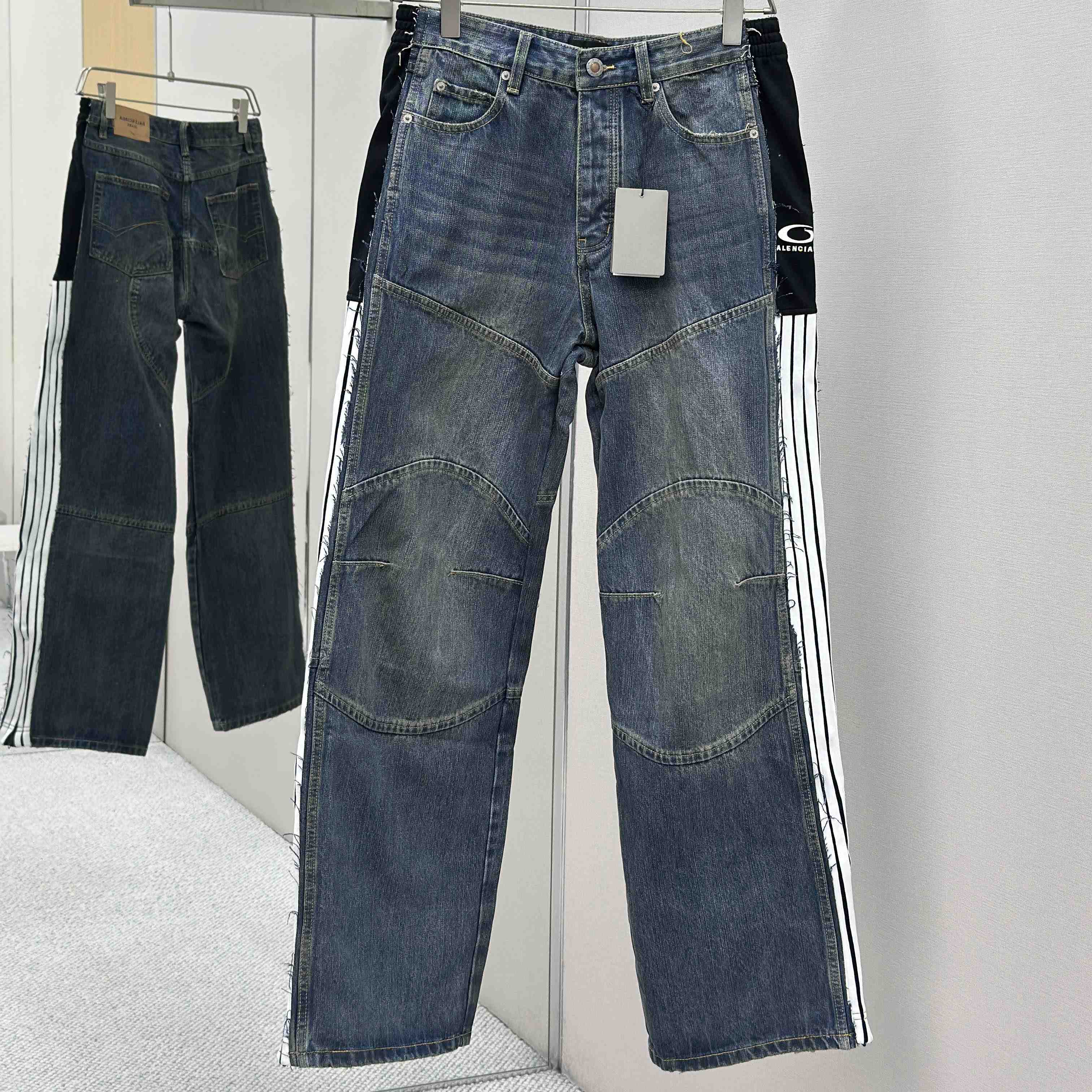 Balenciaga Cut-Up Tracksuit Pants In Blue Denim - DopestKickz