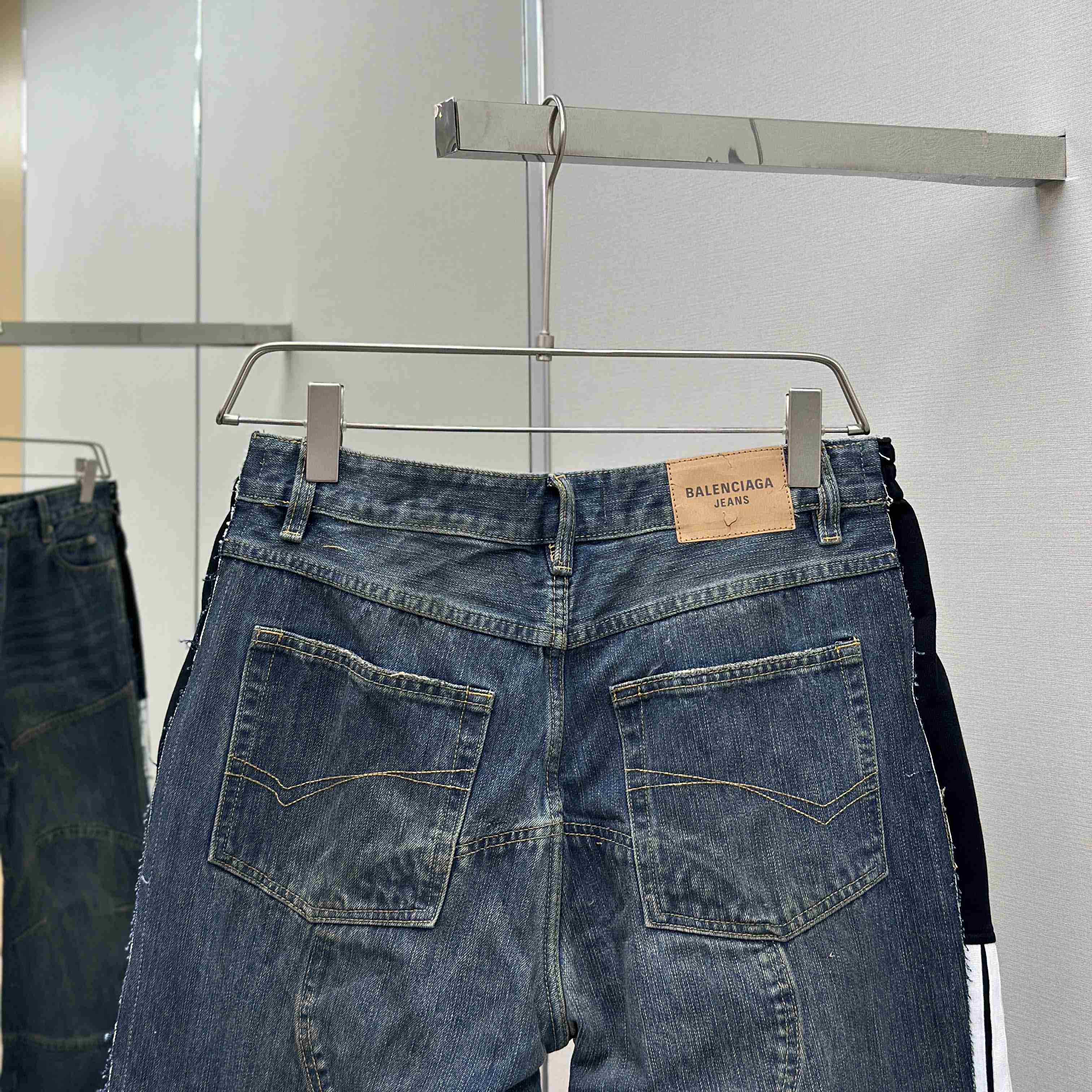 Balenciaga Cut-Up Tracksuit Pants In Blue Denim - DopestKickz