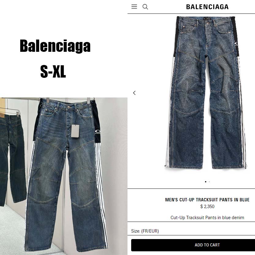 Balenciaga Cut-Up Tracksuit Pants In Blue Denim - DopestKickz