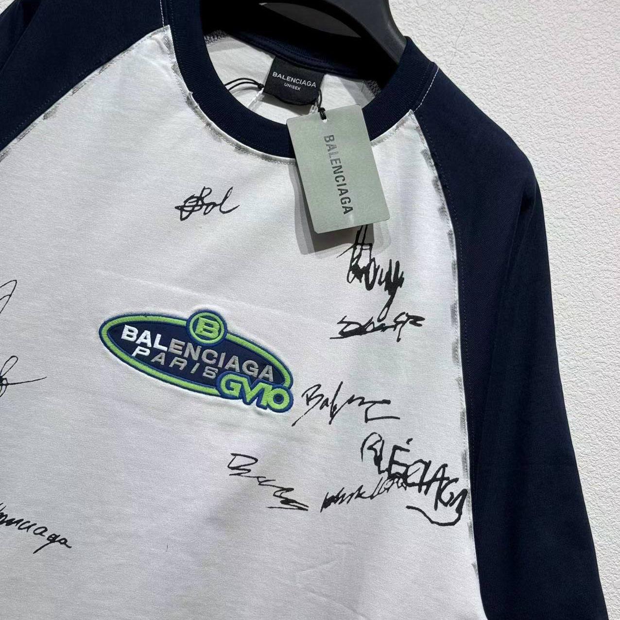 Balenciaga Banana Raglan Oversized T-Shirt In Dirty White And Blue Dry Jersey - DopestKickz