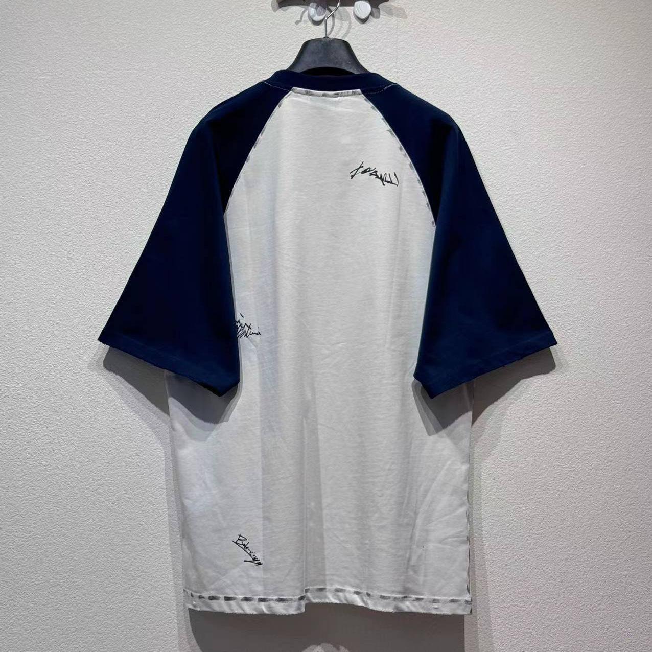 Balenciaga Banana Raglan Oversized T-Shirt In Dirty White And Blue Dry Jersey - DopestKickz