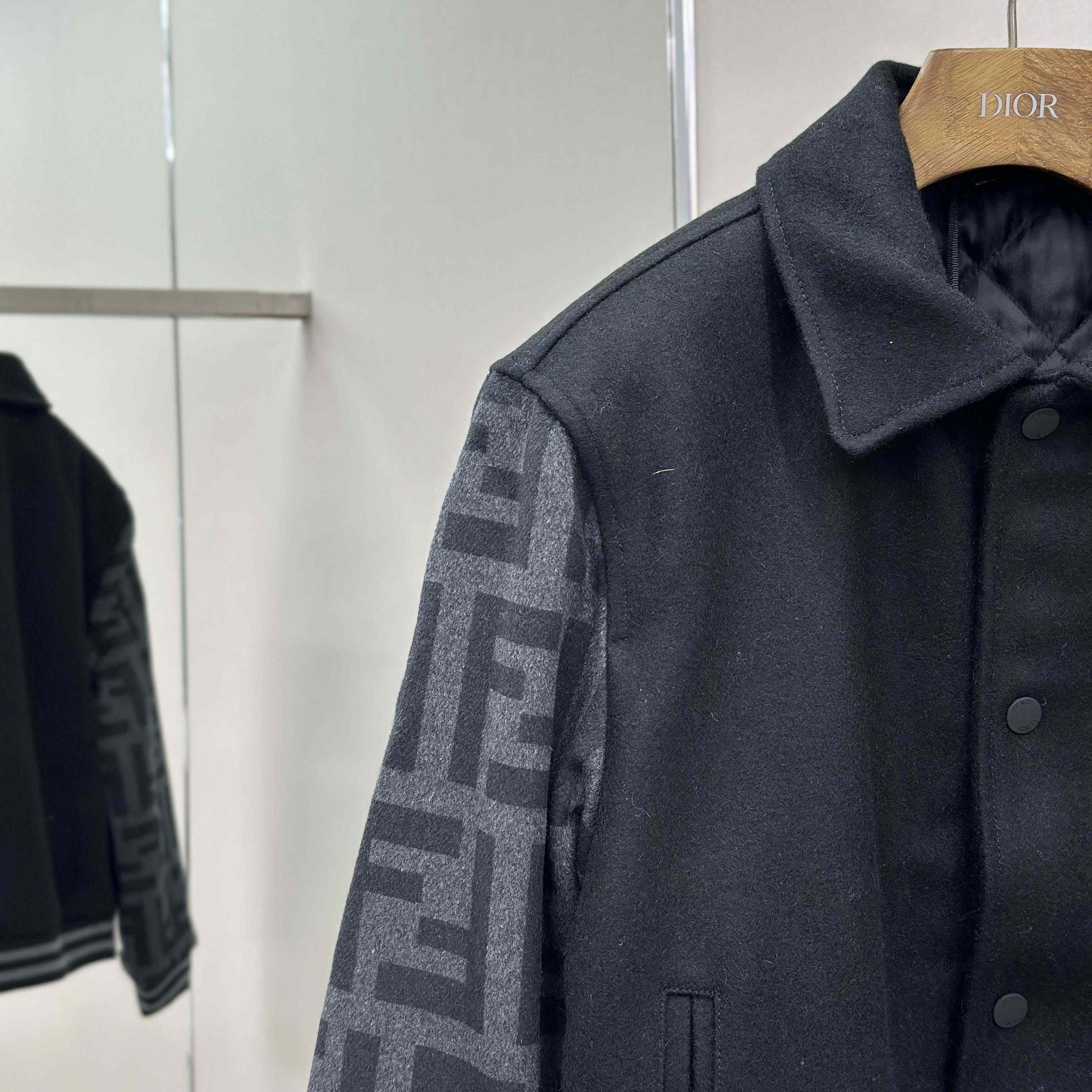 Fendi Black Wool Bomber Jacket - DopestKickz