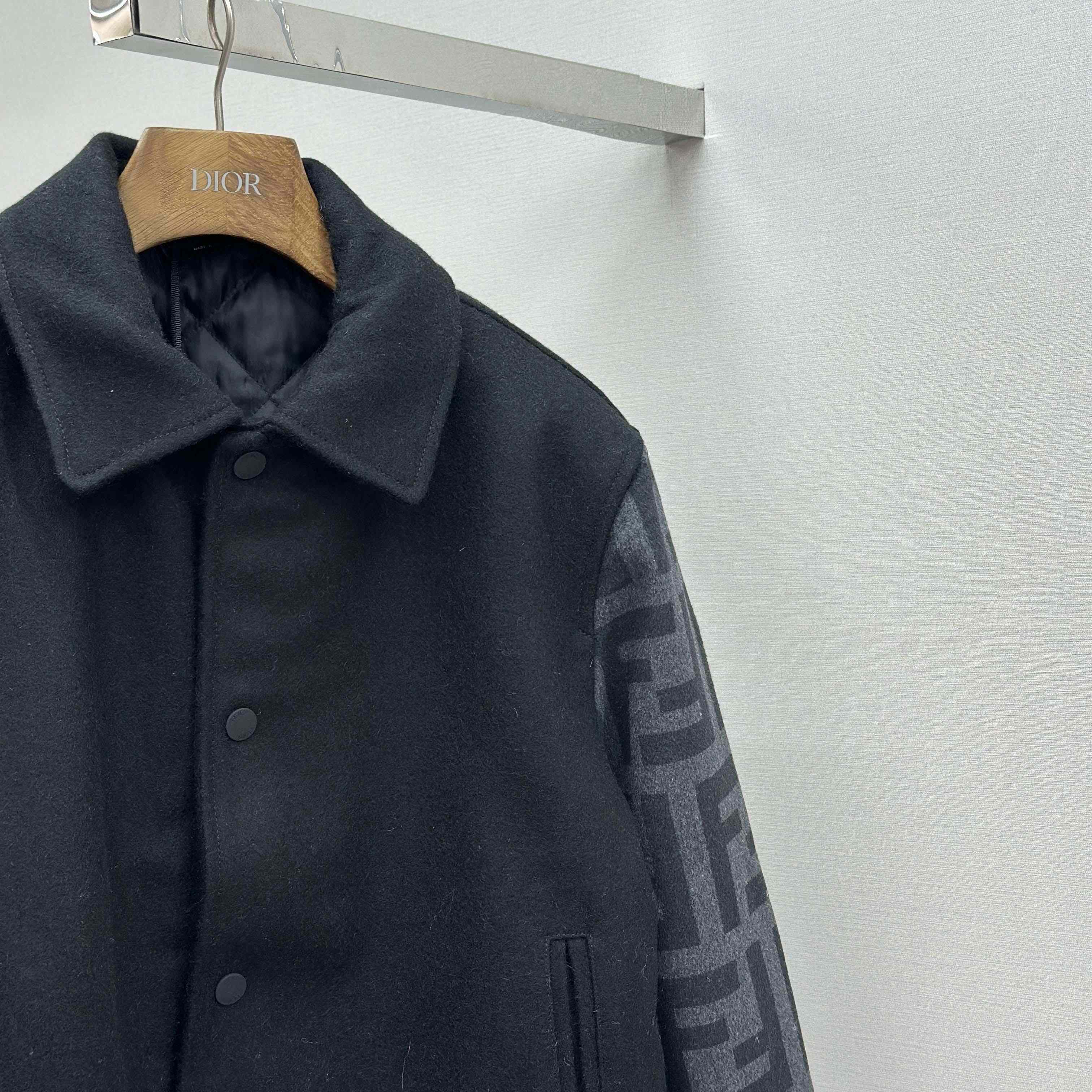 Fendi Black Wool Bomber Jacket - DopestKickz