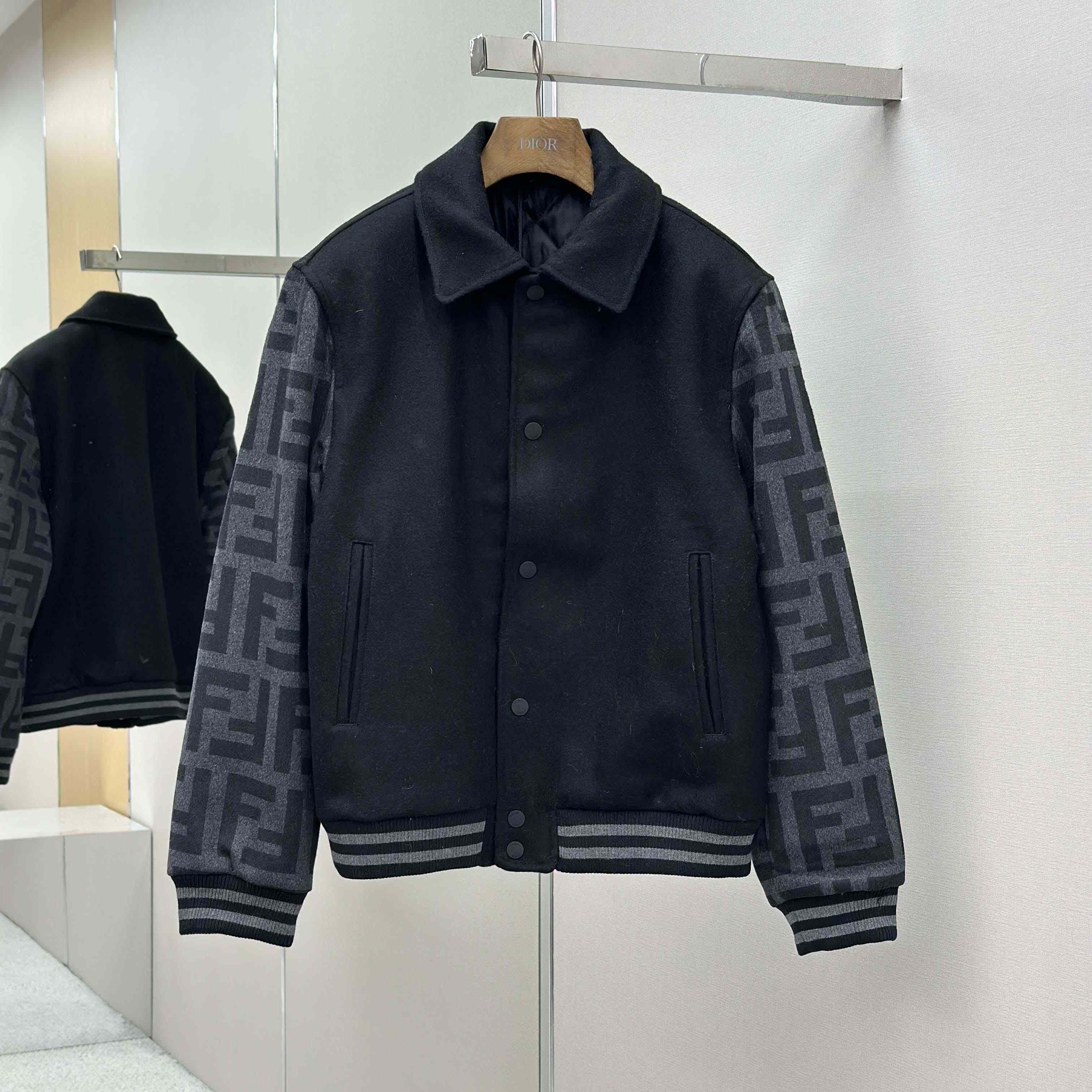Fendi Black Wool Bomber Jacket - DopestKickz