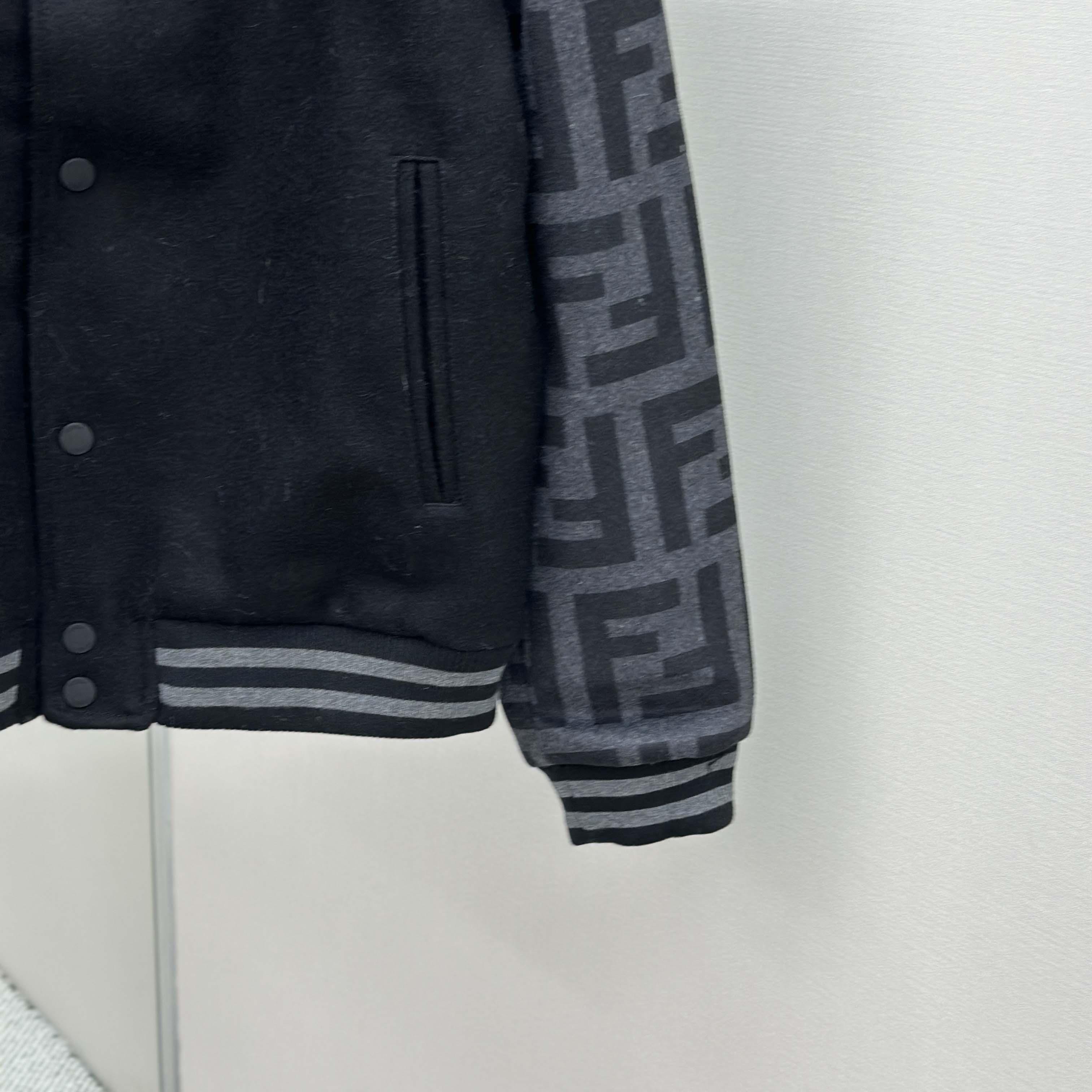 Fendi Black Wool Bomber Jacket - DopestKickz