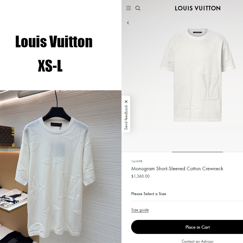 Louis Vuitton Monogram Short-Sleeved Cotton Crewneck   1AIWFR - DopestKickz