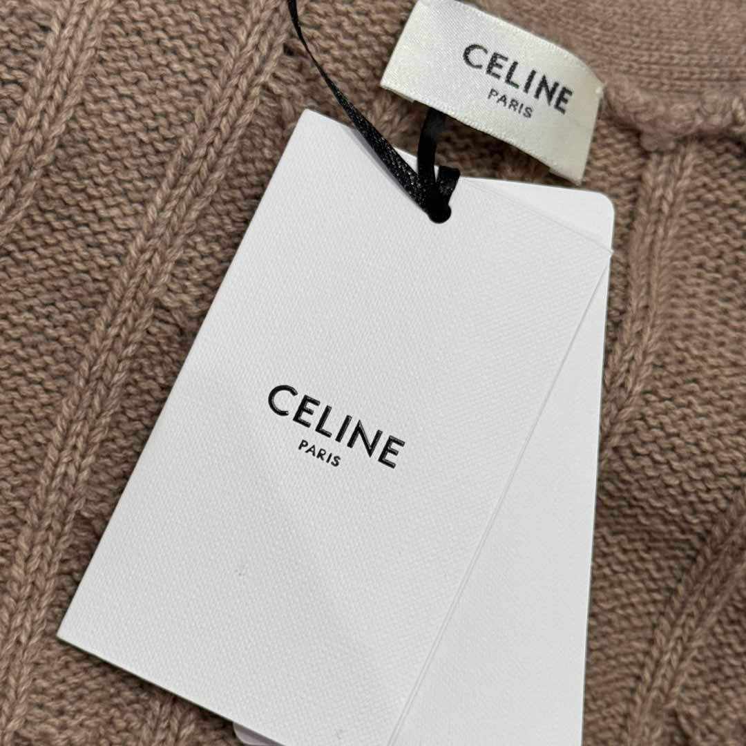 Celine Triomphe Cardigan In Cable-Knit Cashmere - DopestKickz