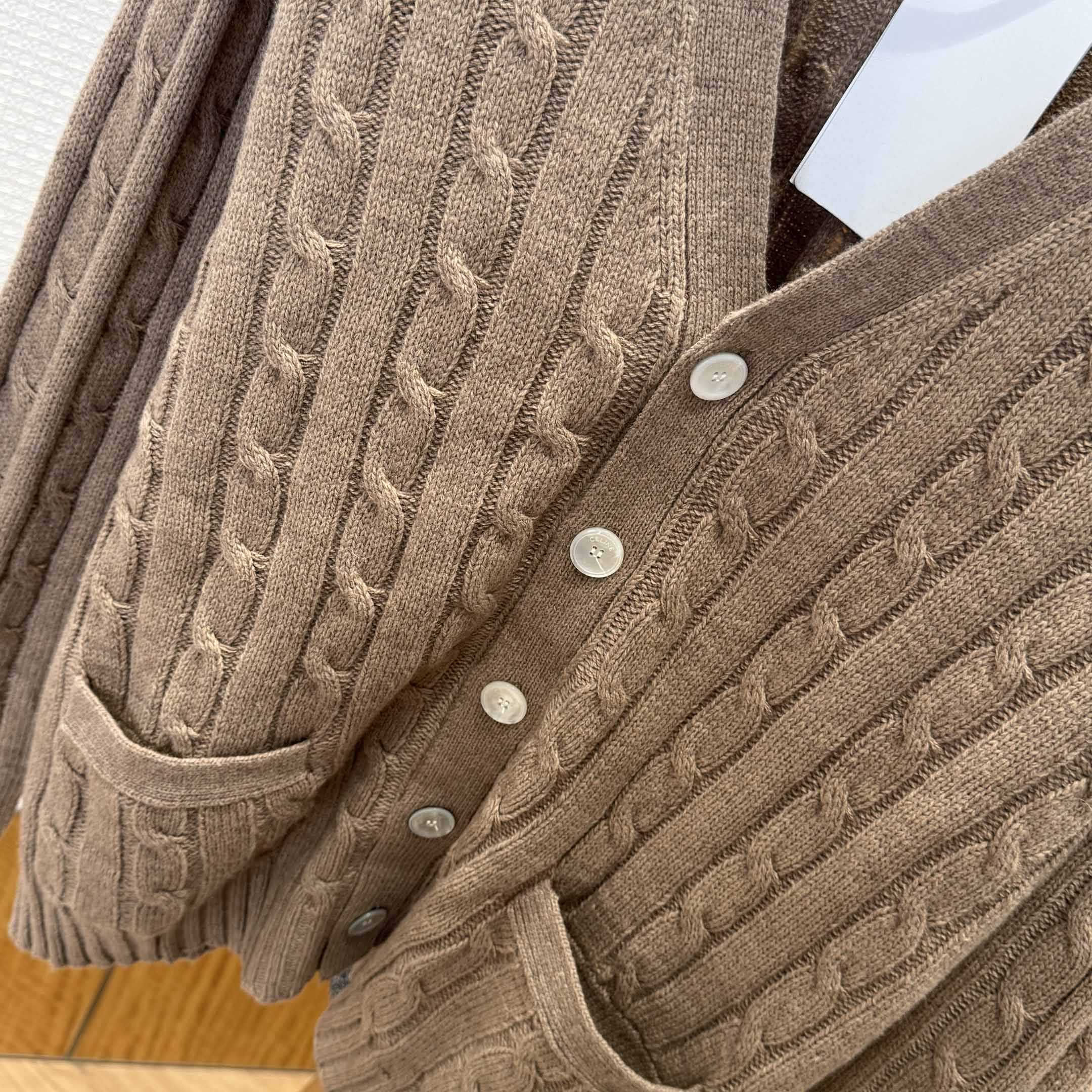 Celine Triomphe Cardigan In Cable-Knit Cashmere - DopestKickz