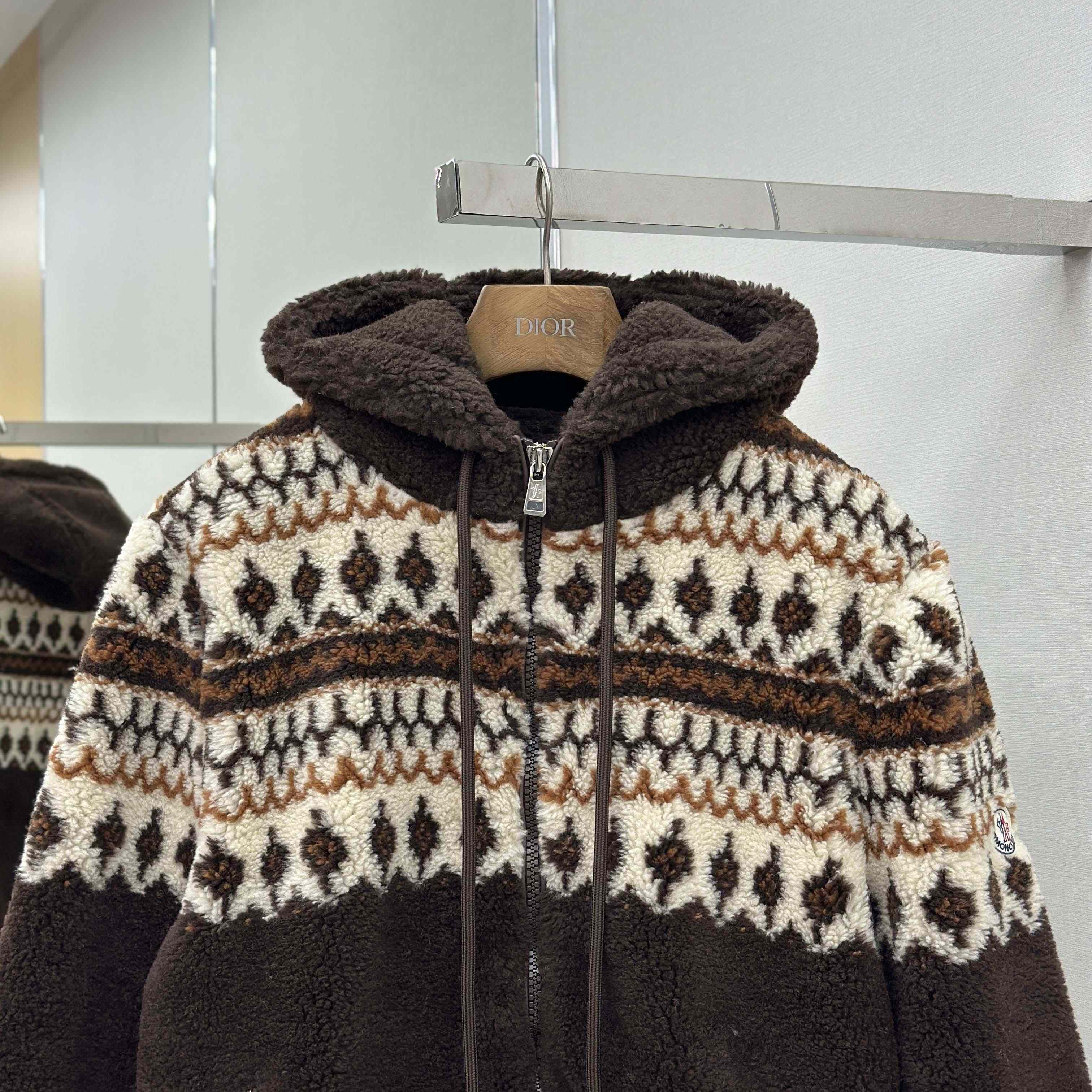 Moncler Geometric Jacquard Wool Blend Hoodie - DopestKickz