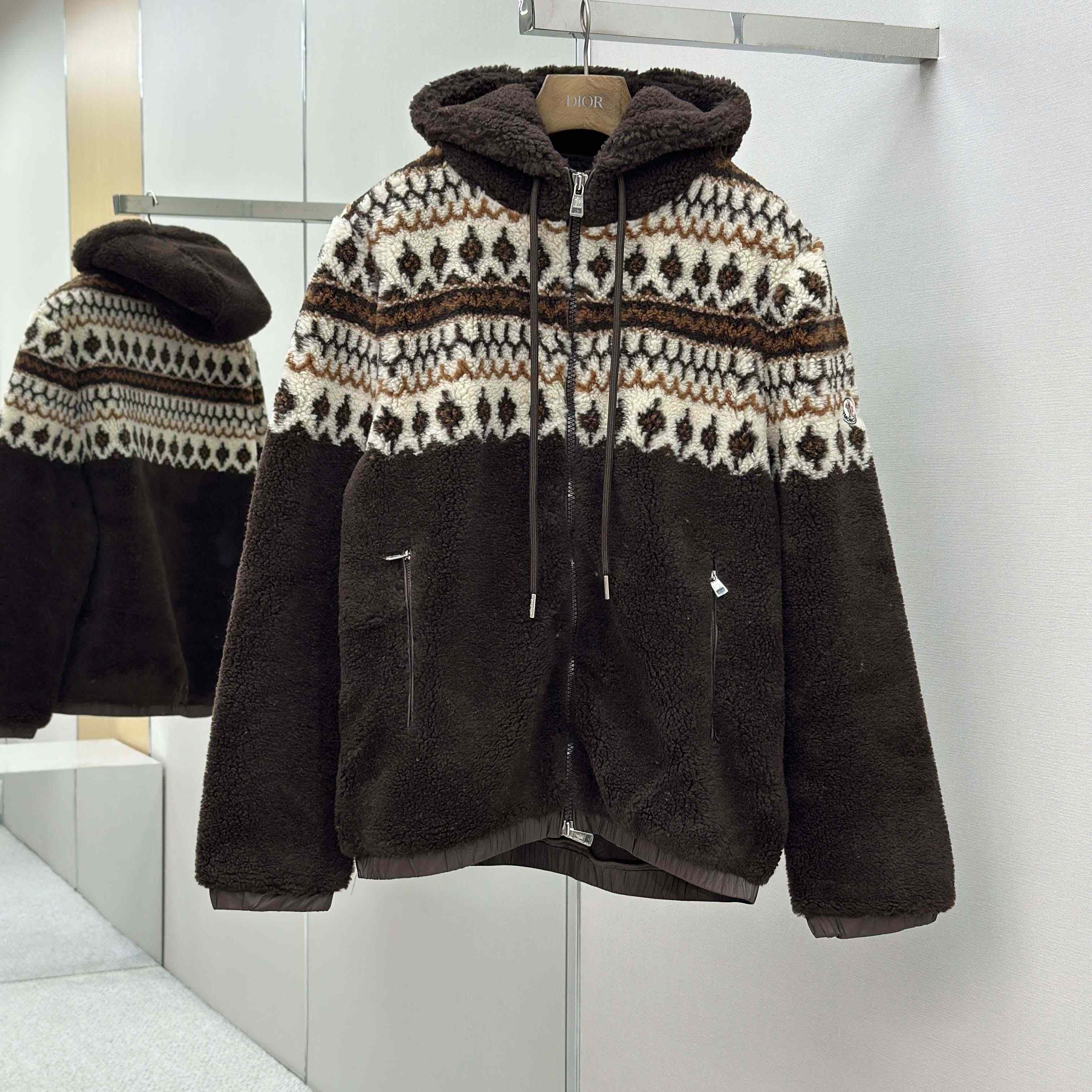 Moncler Geometric Jacquard Wool Blend Hoodie - DopestKickz