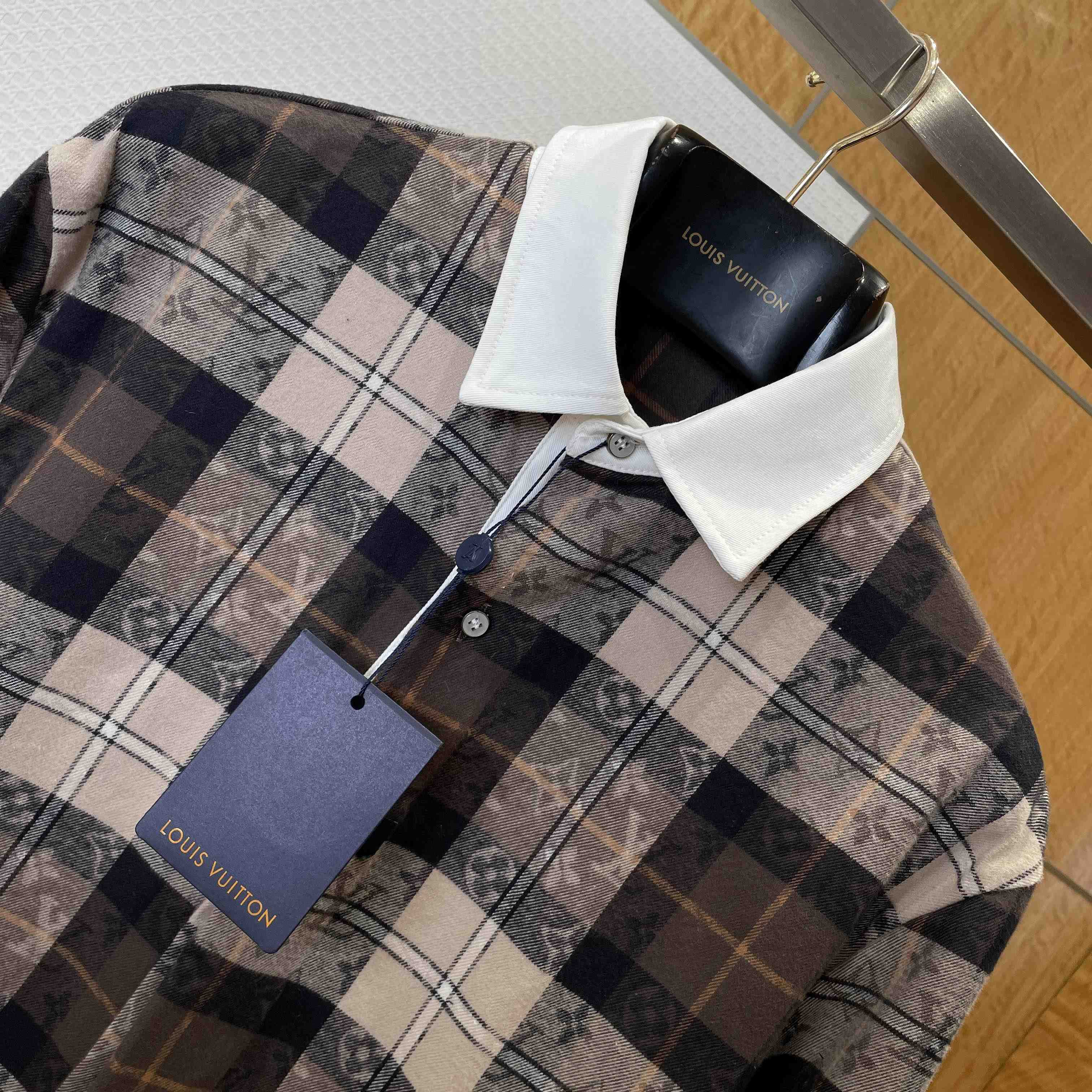 Louis Vuitton Monogram Flannel Long-Sleeved Polo Shirt   1AIKAJ - DopestKickz