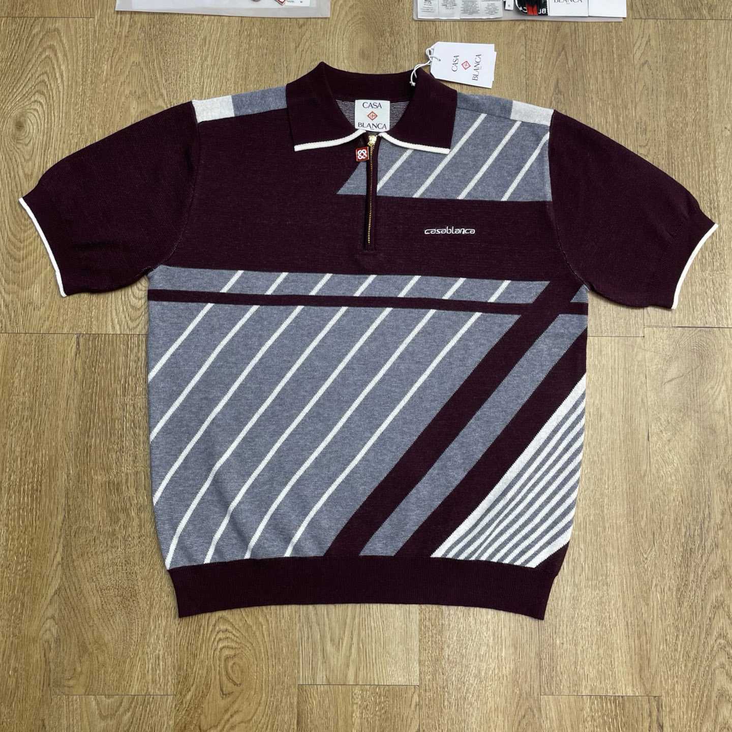 Casablanca Merino Diagonal Tennis Polo   Z6025 - DopestKickz