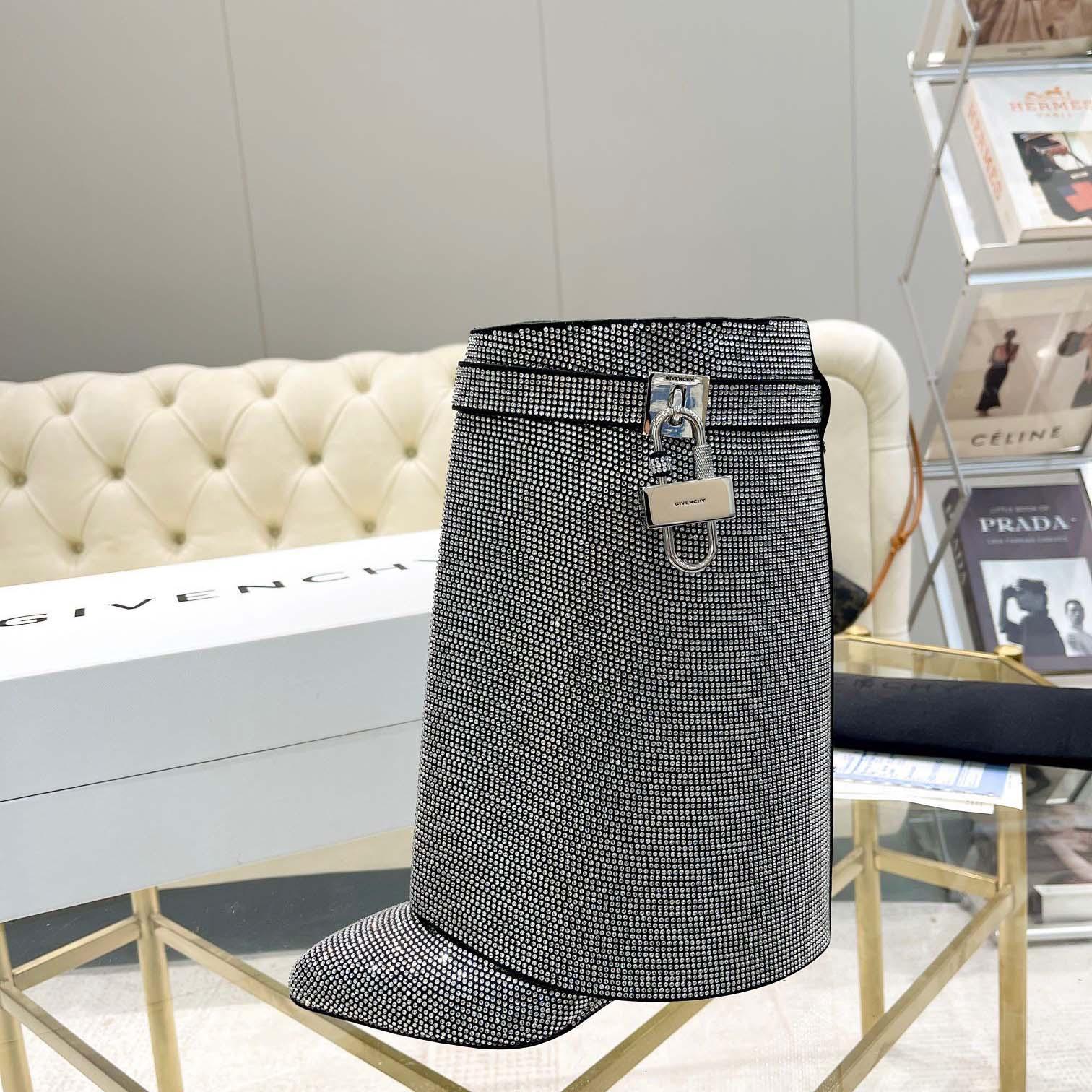 Givenchy Shark Lock Leather Knee-high Boots - DopestKickz