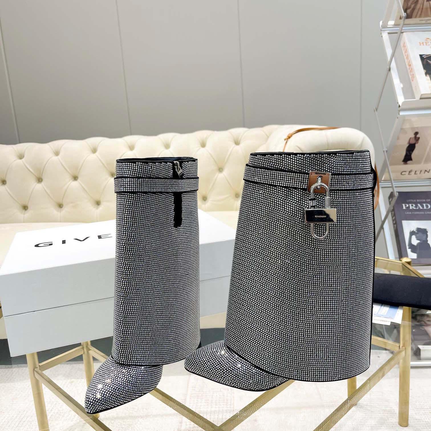 Givenchy Shark Lock Leather Knee-high Boots - DopestKickz