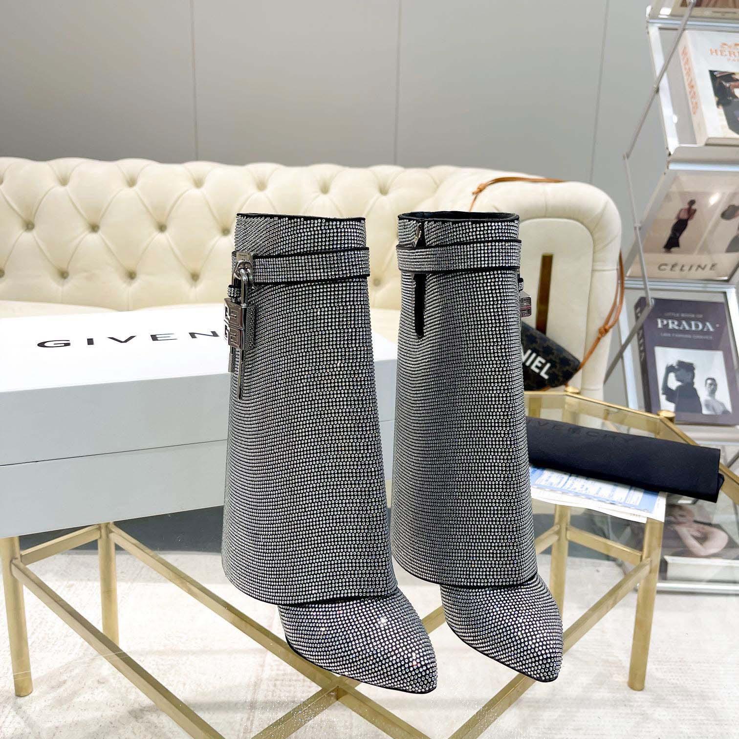 Givenchy Shark Lock Leather Knee-high Boots - DopestKickz