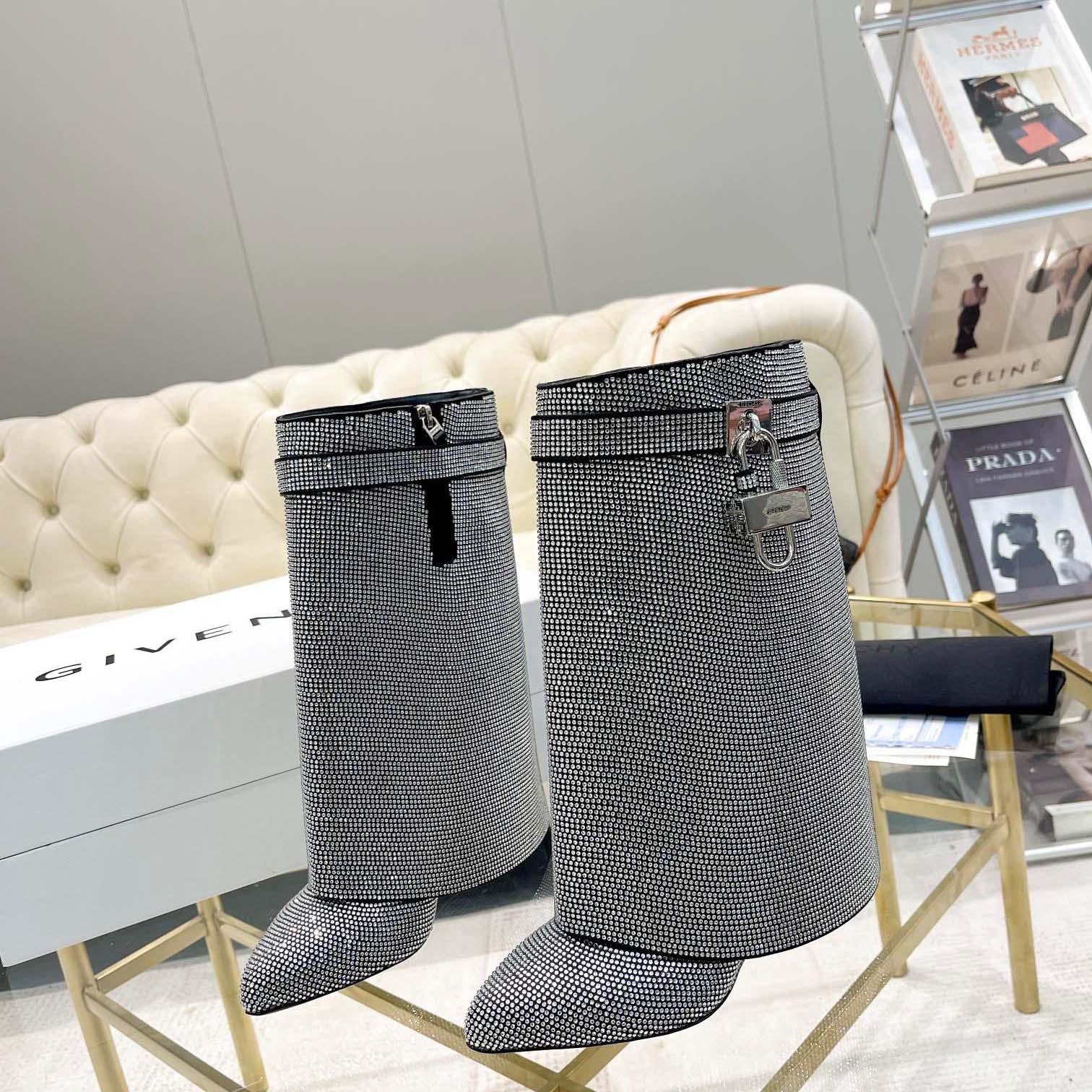 Givenchy Shark Lock Leather Knee-high Boots - DopestKickz