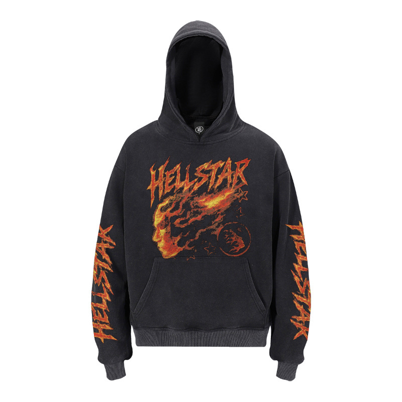 Hellstar Blazing Flame Washed Hoodie  - DopestKickz
