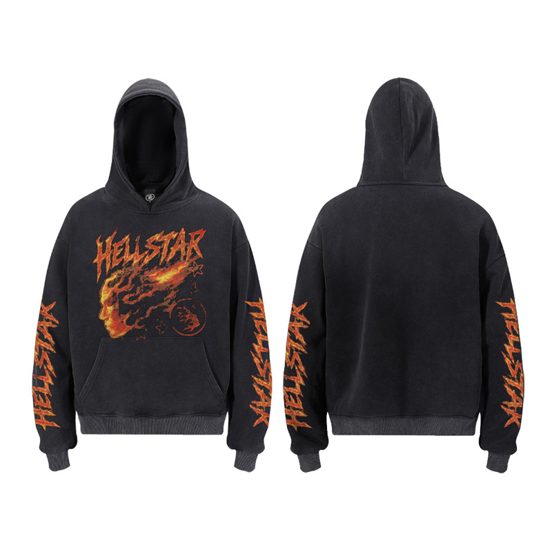 Hellstar Blazing Flame Washed Hoodie  - DopestKickz