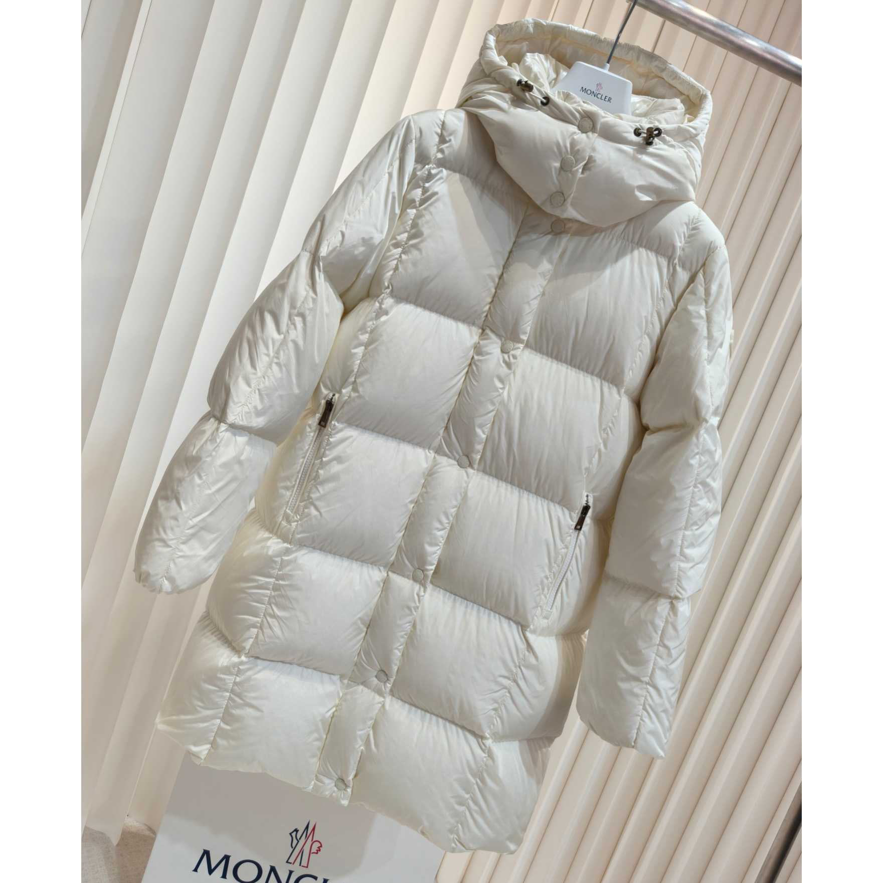 Moncler Litte Square-Quilted Hooded Long Down Jacket - DopestKickz