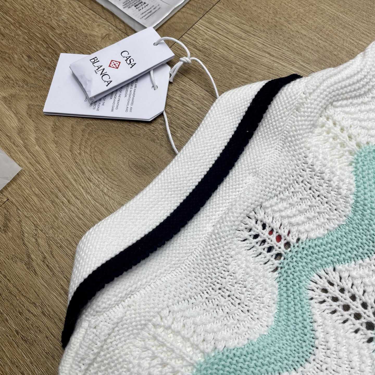 Casablanca Gradient Wave Cotton Crochet Short Sleeve Shirt   D0110 - DopestKickz