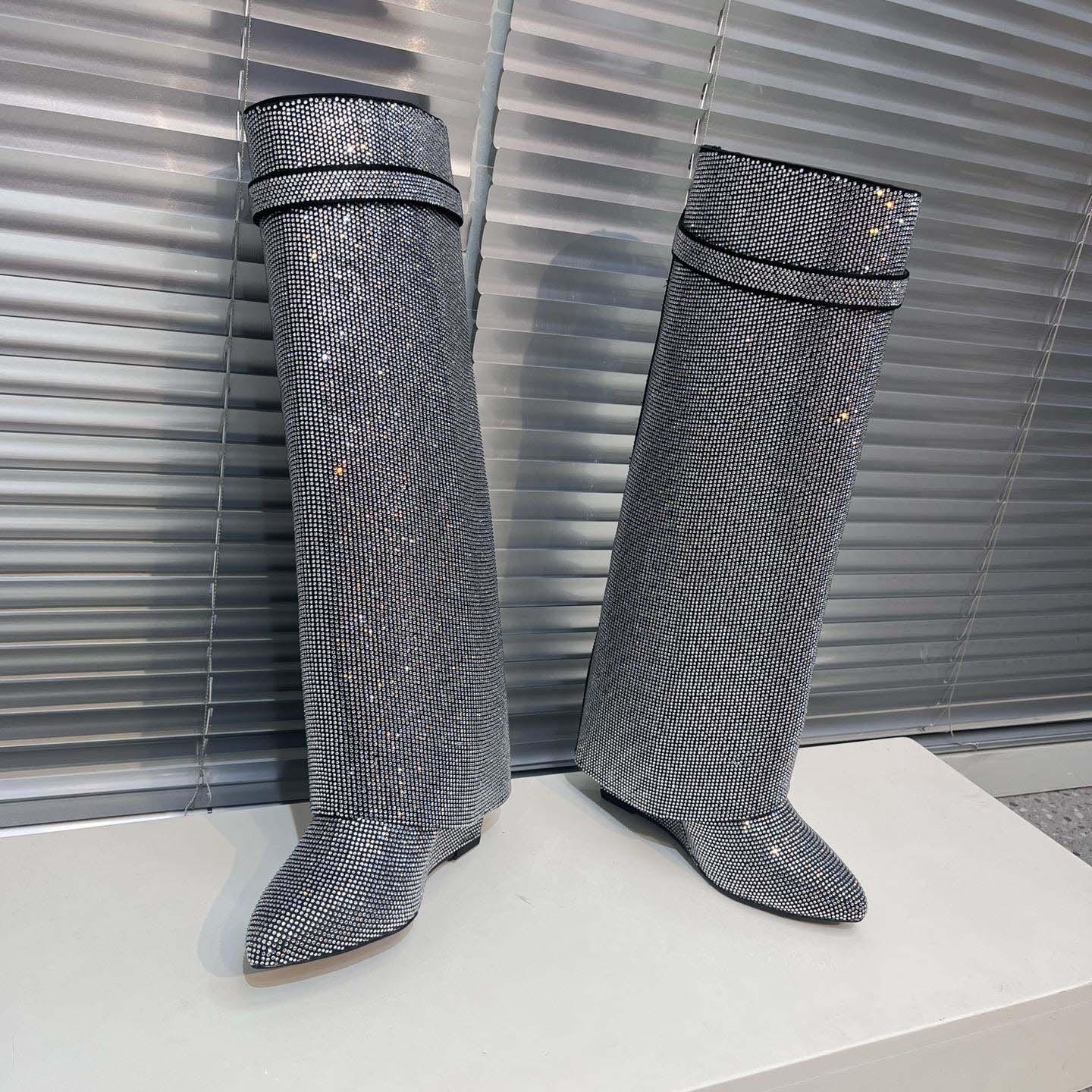 Givenchy Shark Lock Leather Knee-high Boots - DopestKickz