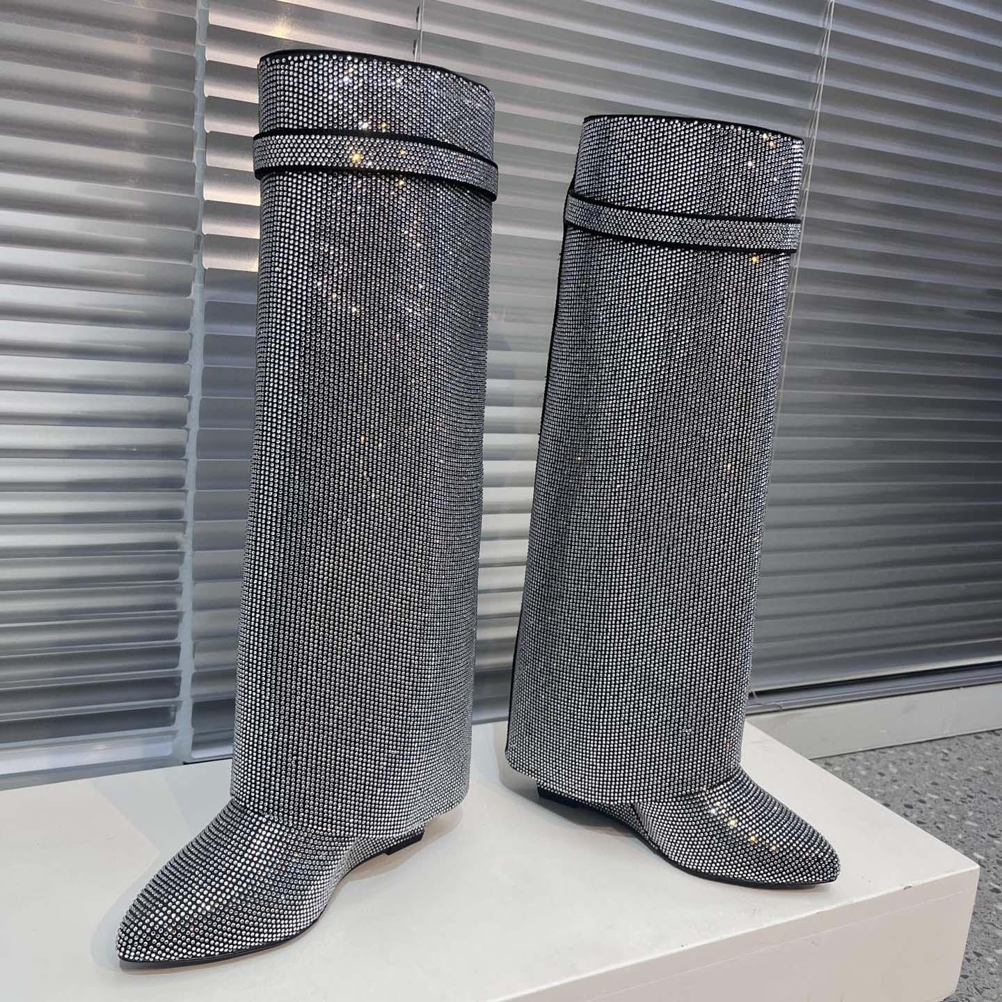 Givenchy Shark Lock Leather Knee-high Boots - DopestKickz