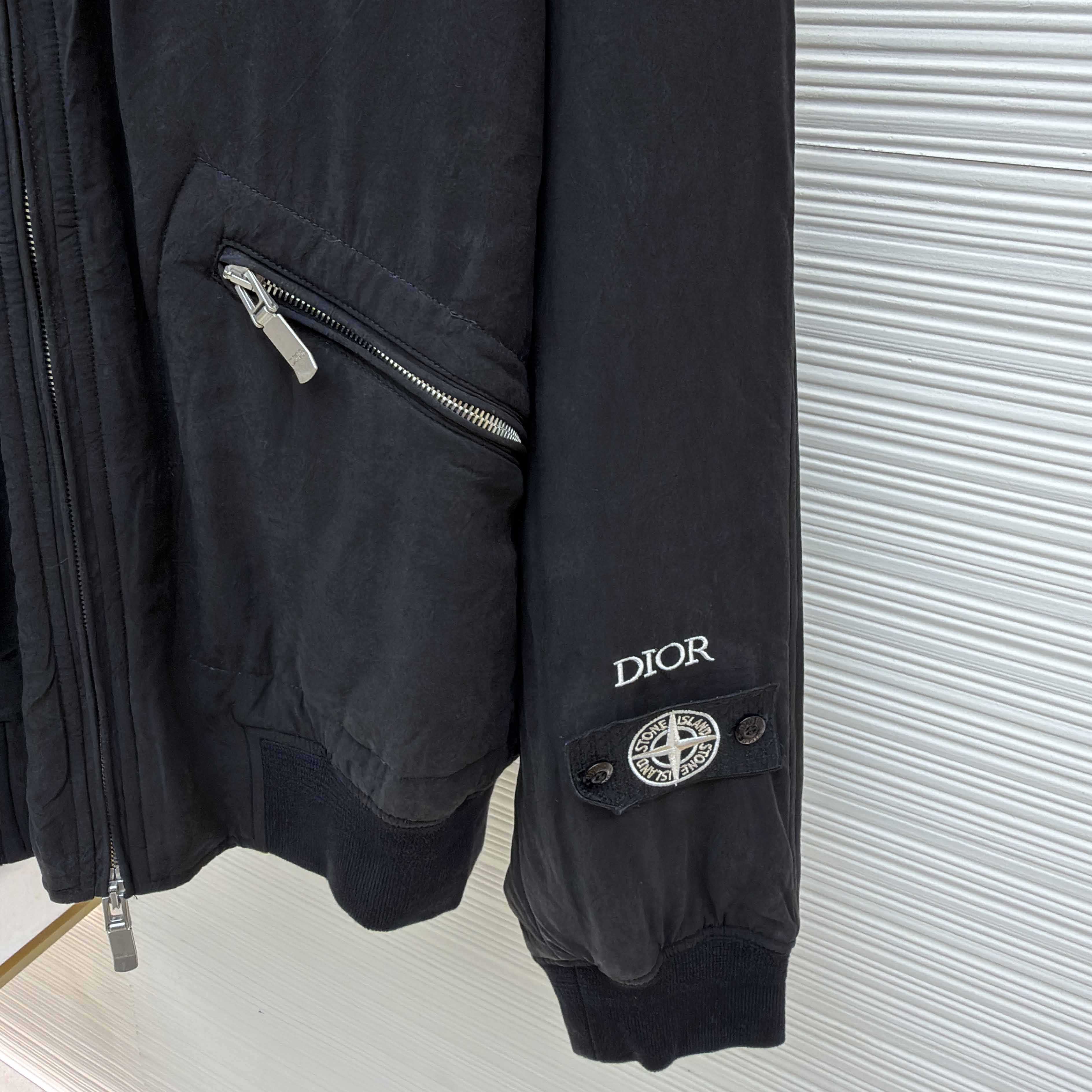 Dior x Stone Island Habotai Silk Blend Bomber Jacket Black  - DopestKickz
