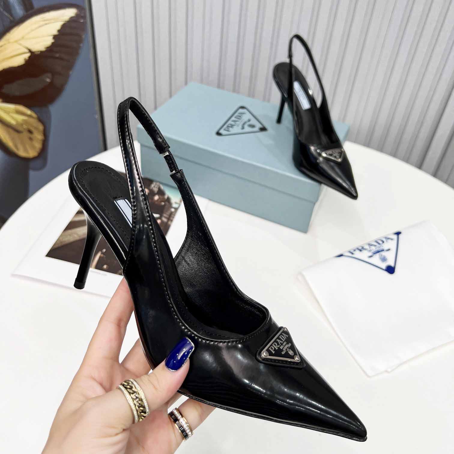 Prada Brushed Leather Slingback Pumps - DopestKickz