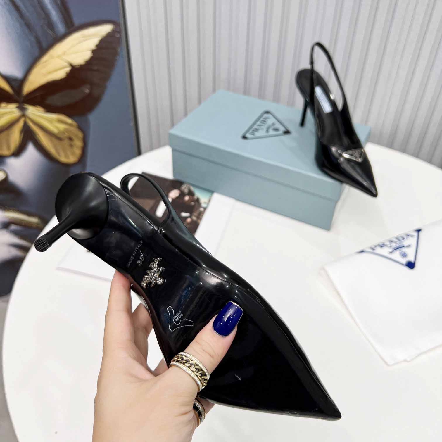 Prada Brushed Leather Slingback Pumps - DopestKickz