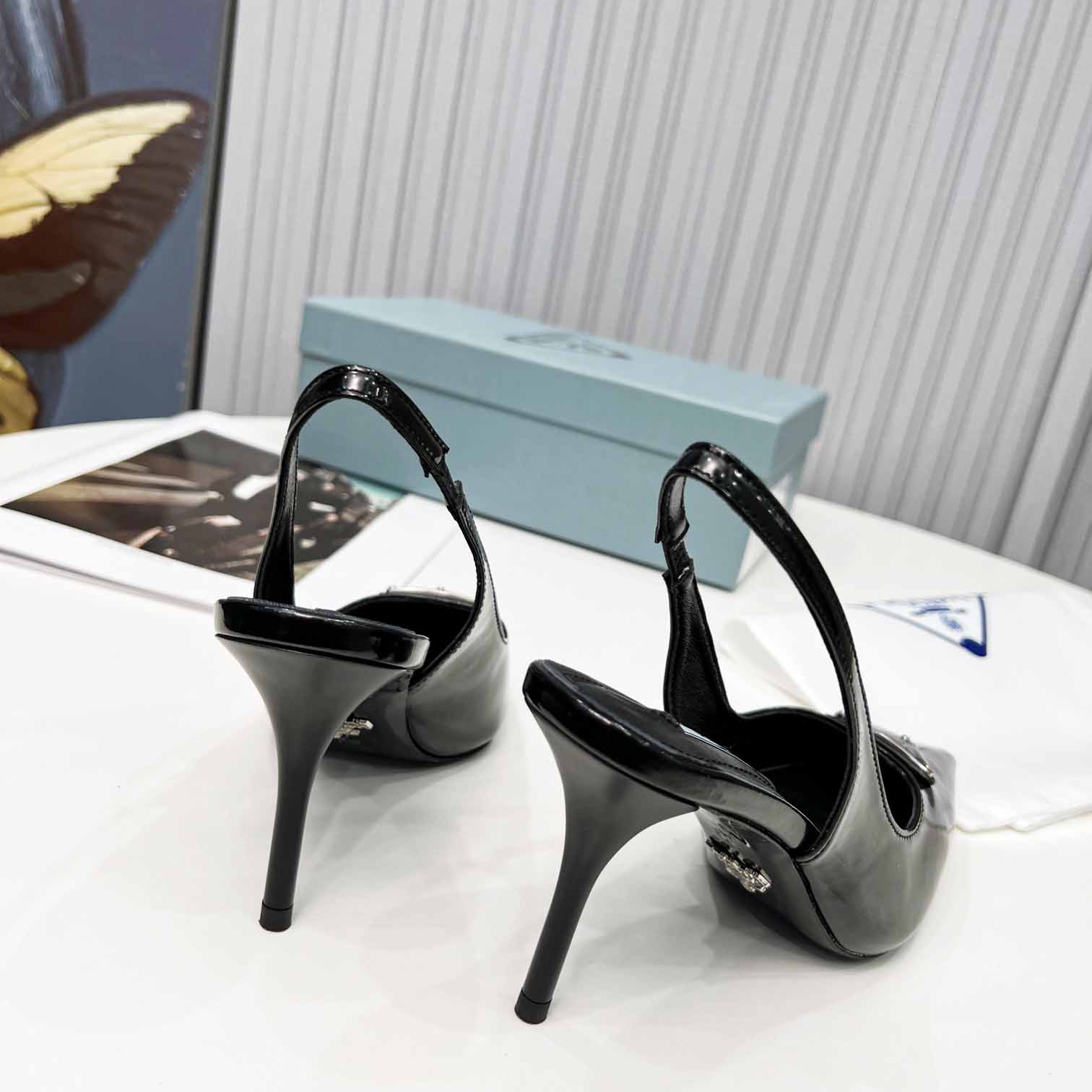 Prada Brushed Leather Slingback Pumps - DopestKickz